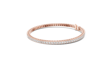 Rose Gold Princess-Cut Moissanite Tennis Bracelet – Sleek Square Diamond Elegance