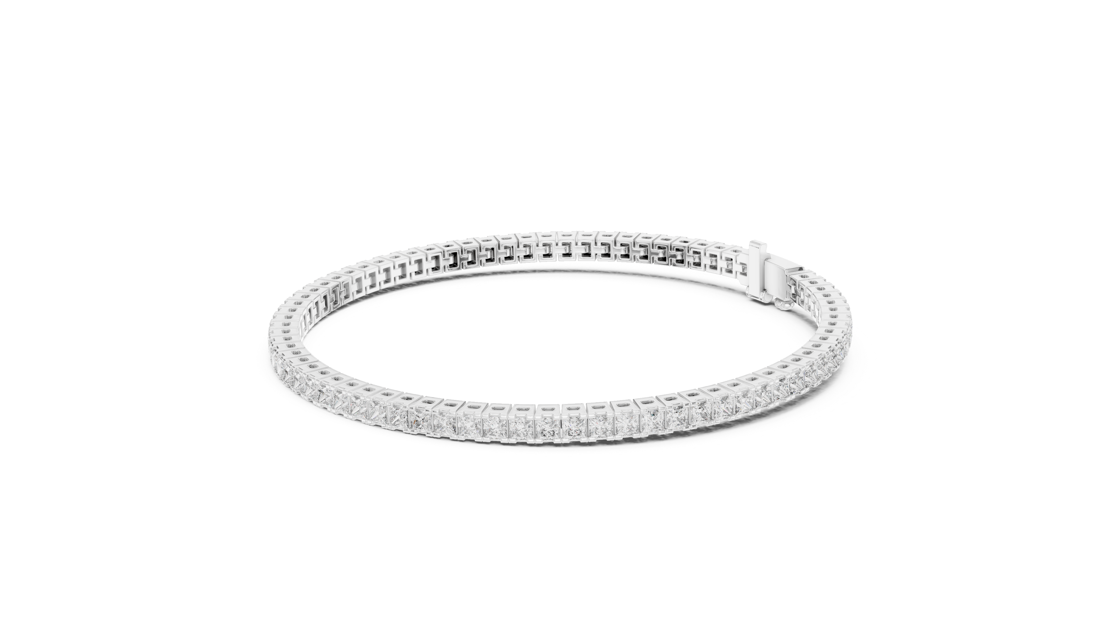 Rose Gold Princess-Cut Moissanite Tennis Bracelet – Sleek Square Diamond Elegance