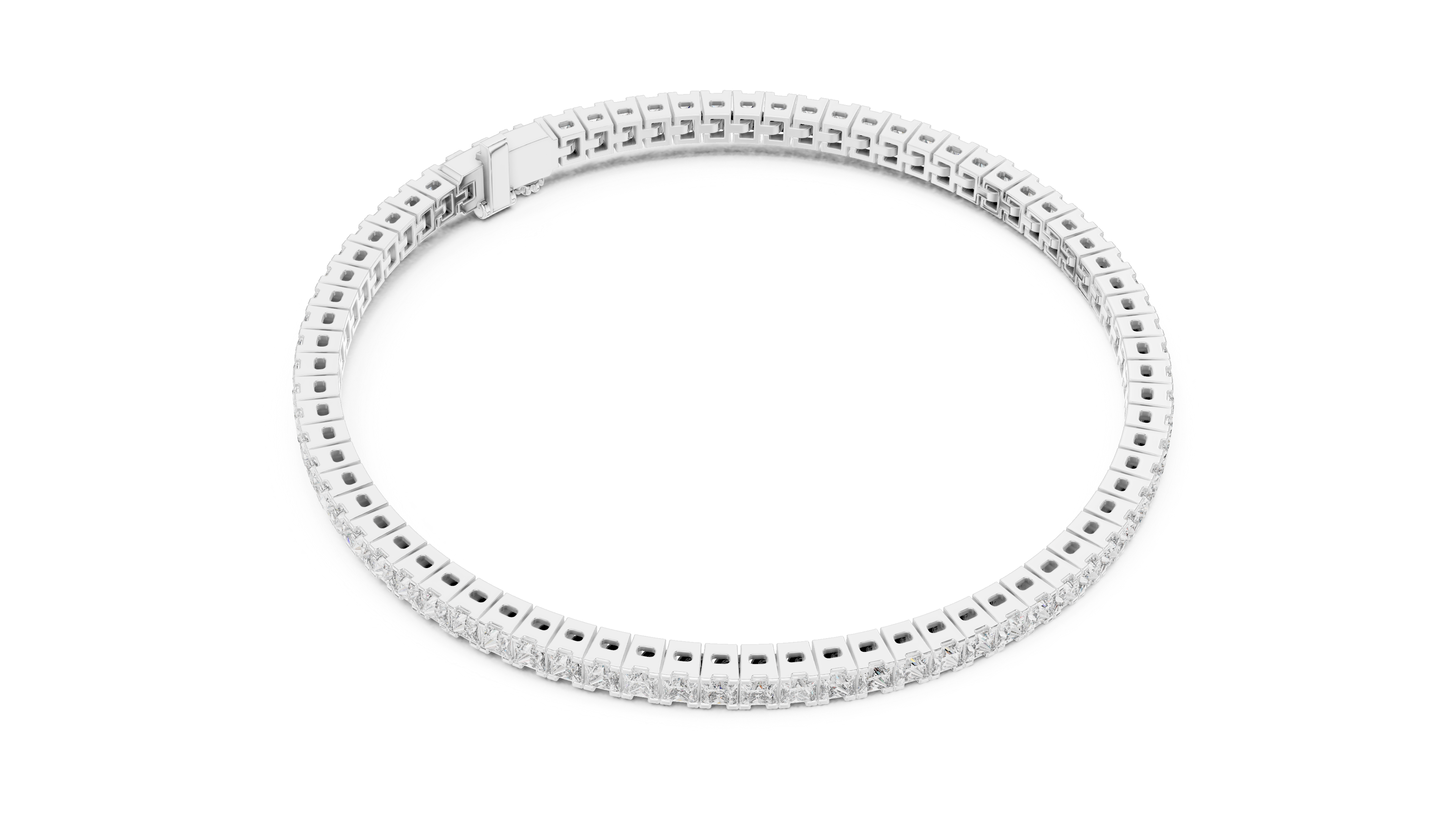 Rose Gold Princess-Cut Moissanite Tennis Bracelet – Sleek Square Diamond Elegance