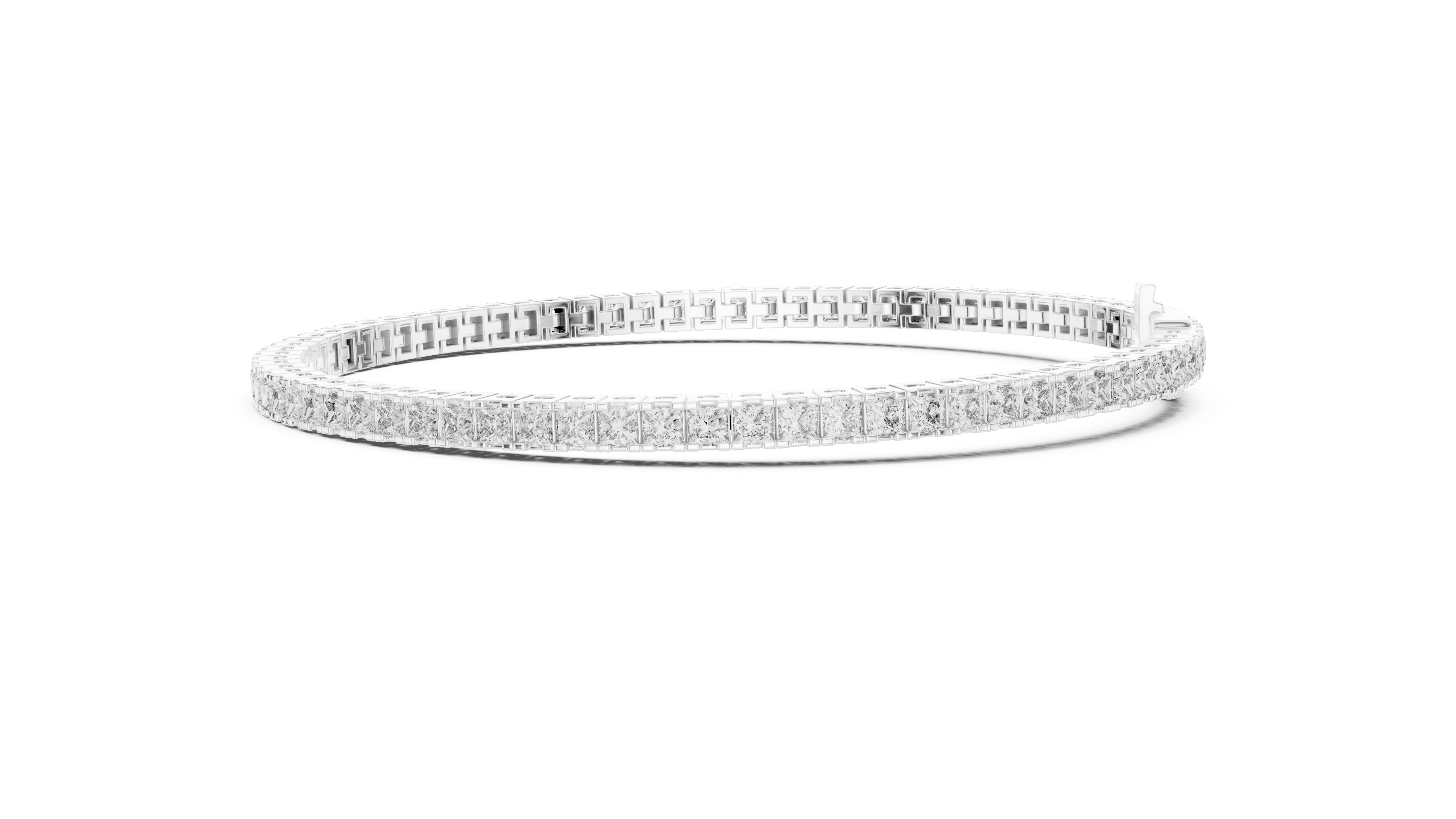 Rose Gold Princess-Cut Moissanite Tennis Bracelet – Sleek Square Diamond Elegance