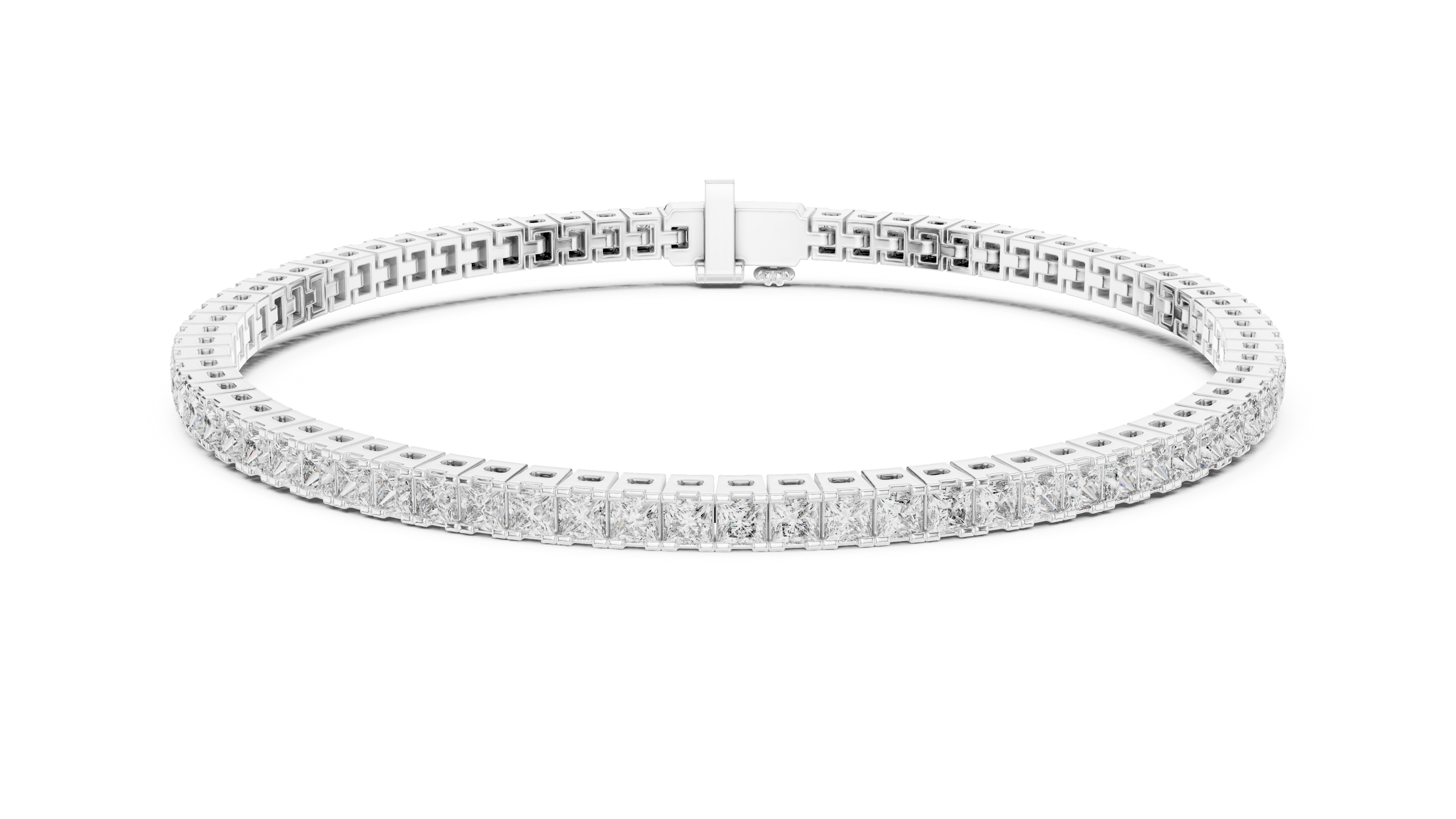Rose Gold Princess-Cut Moissanite Tennis Bracelet – Sleek Square Diamond Elegance