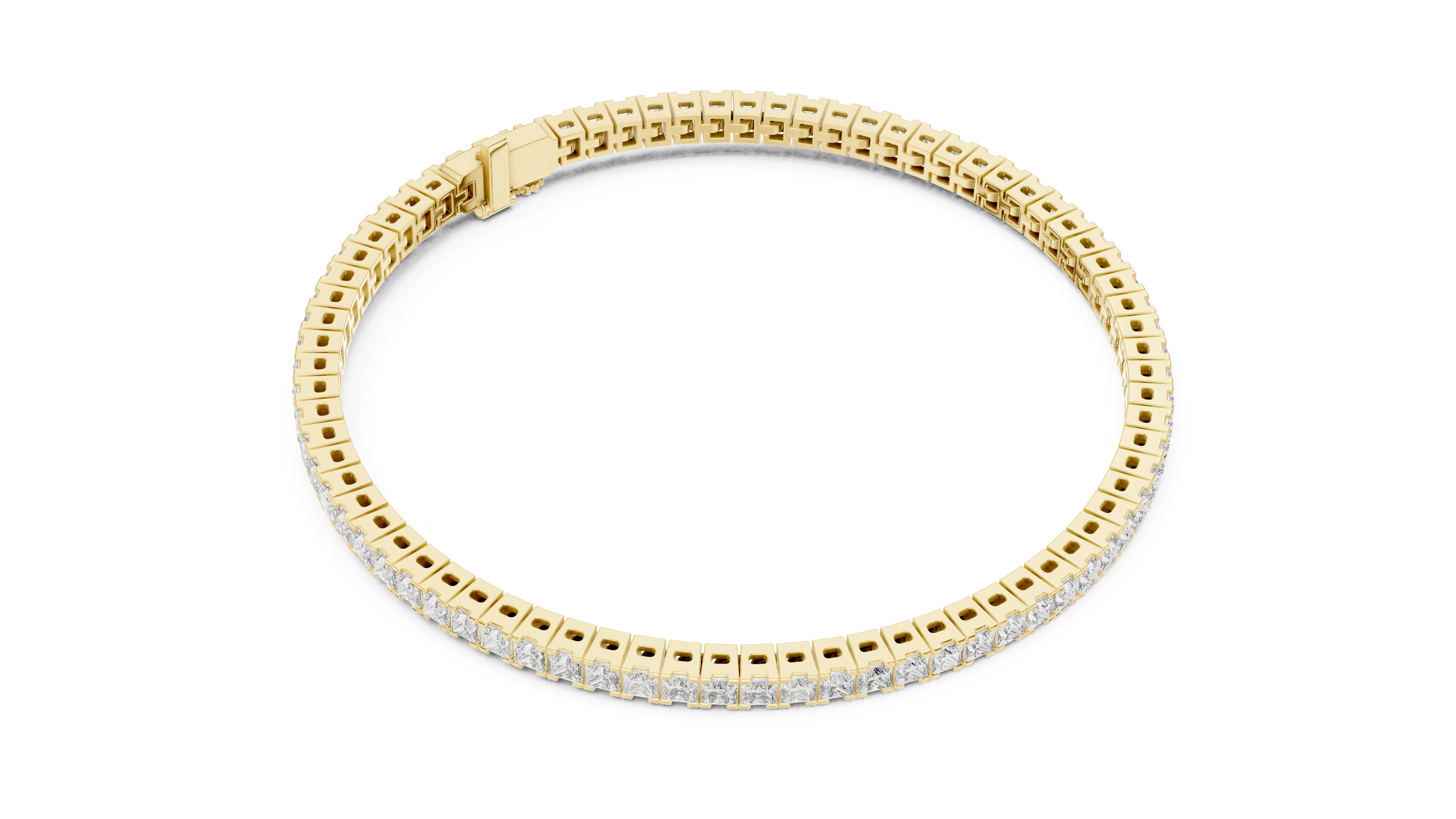 Rose Gold Princess-Cut Moissanite Tennis Bracelet – Sleek Square Diamond Elegance