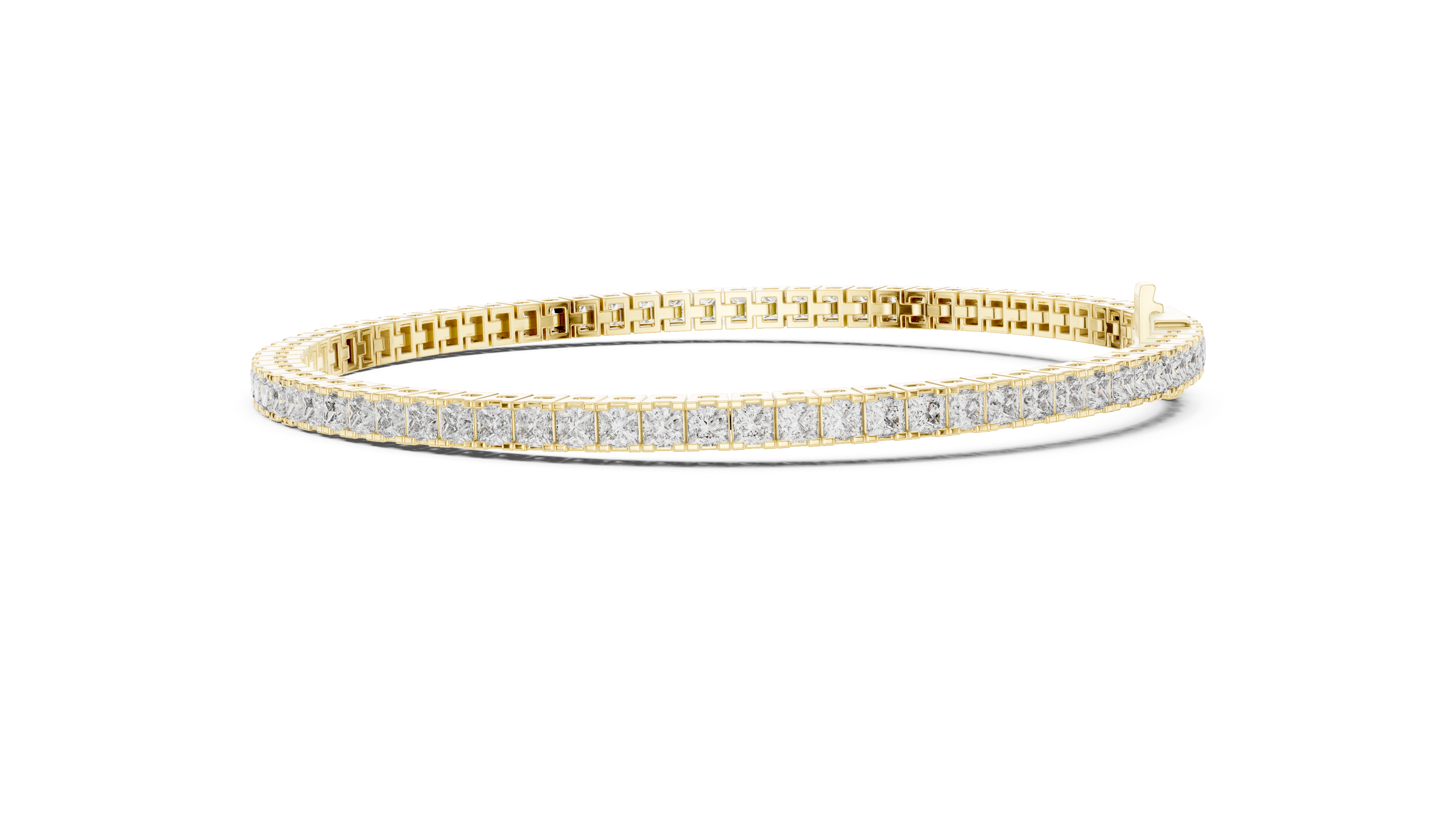 Rose Gold Princess-Cut Moissanite Tennis Bracelet – Sleek Square Diamond Elegance