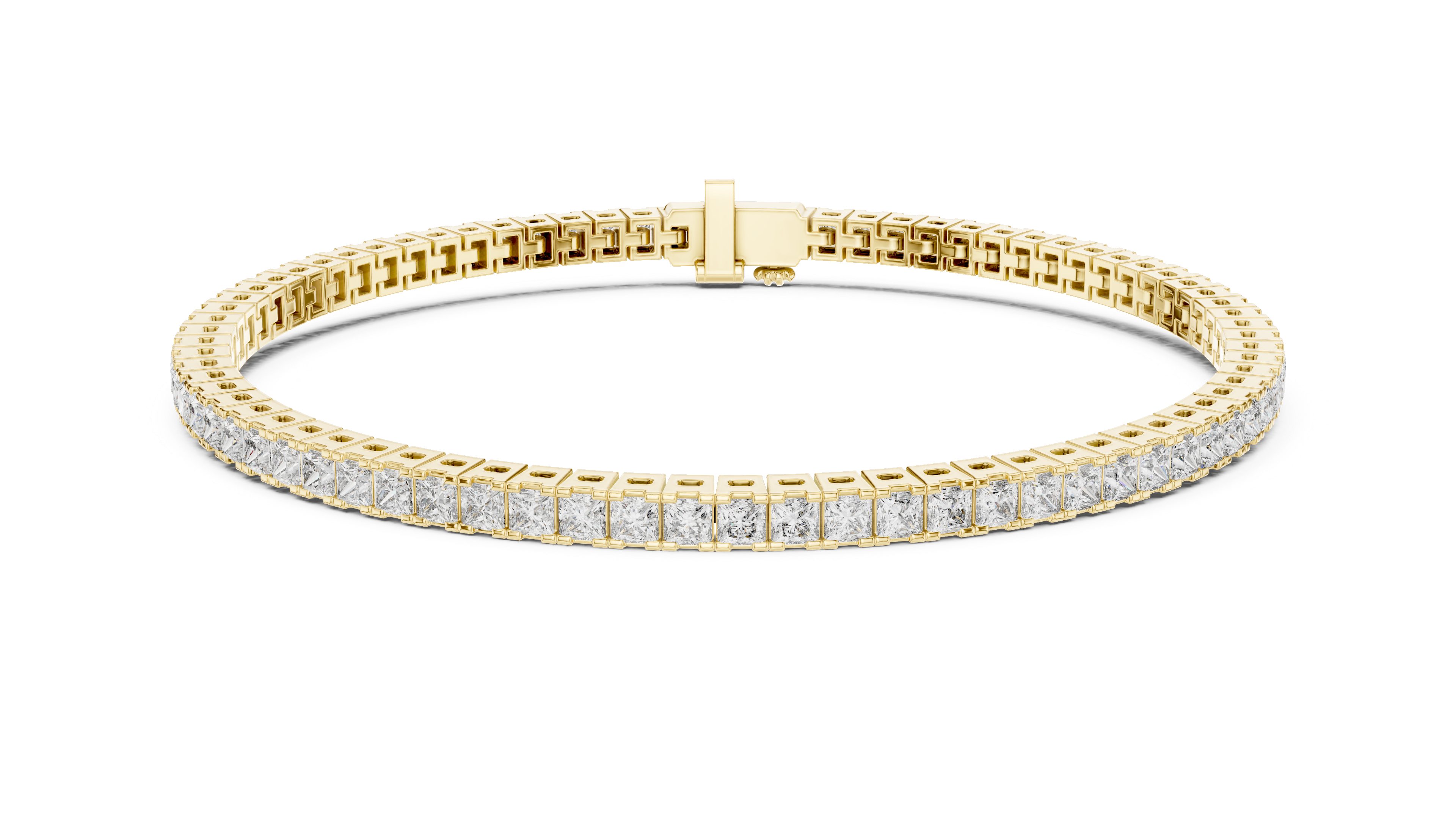 Rose Gold Princess-Cut Moissanite Tennis Bracelet – Sleek Square Diamond Elegance