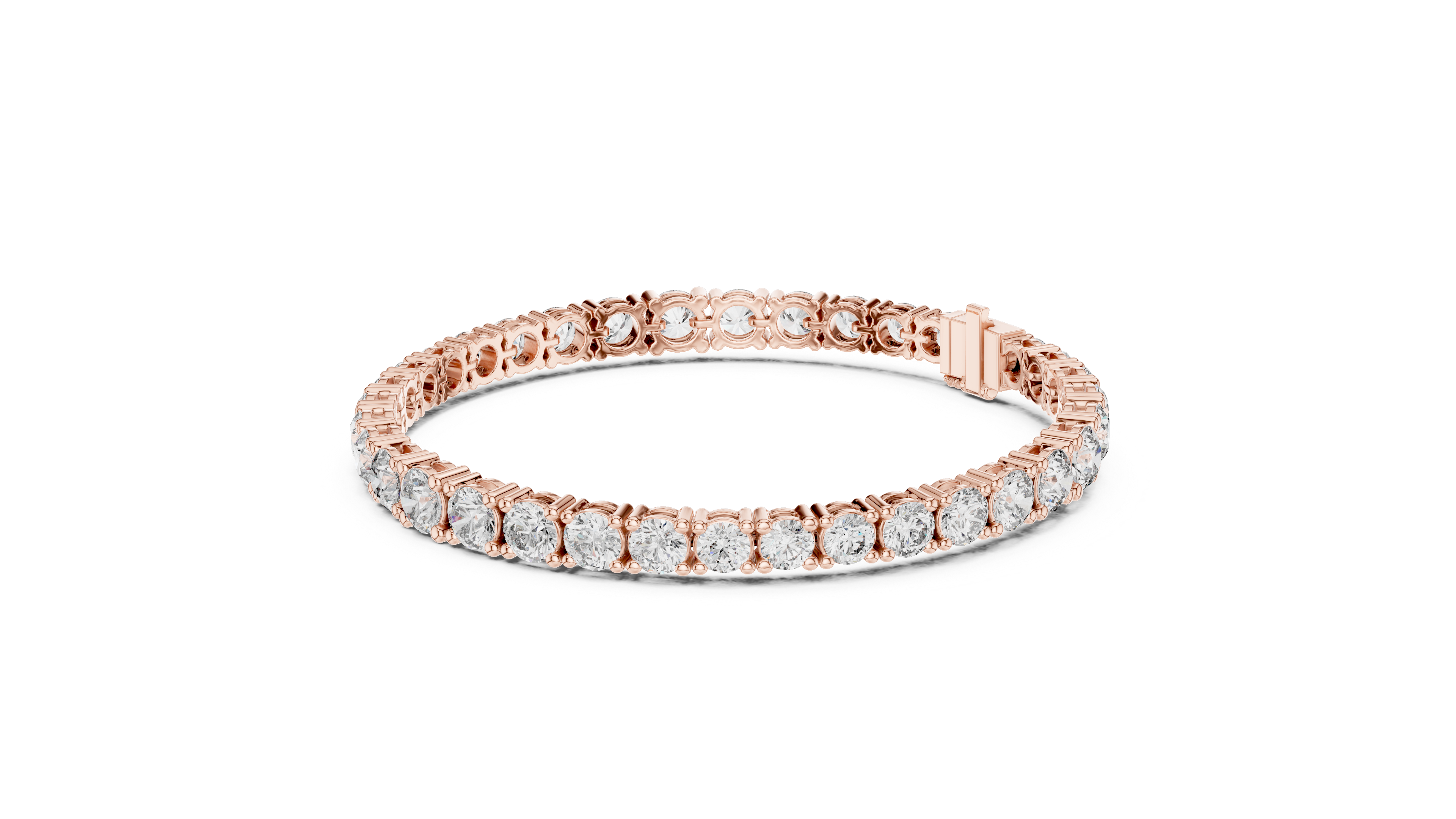 Rose Gold Round-Cut Moissanite Tennis Bracelet – Classic Prong-Set Diamond Brilliance