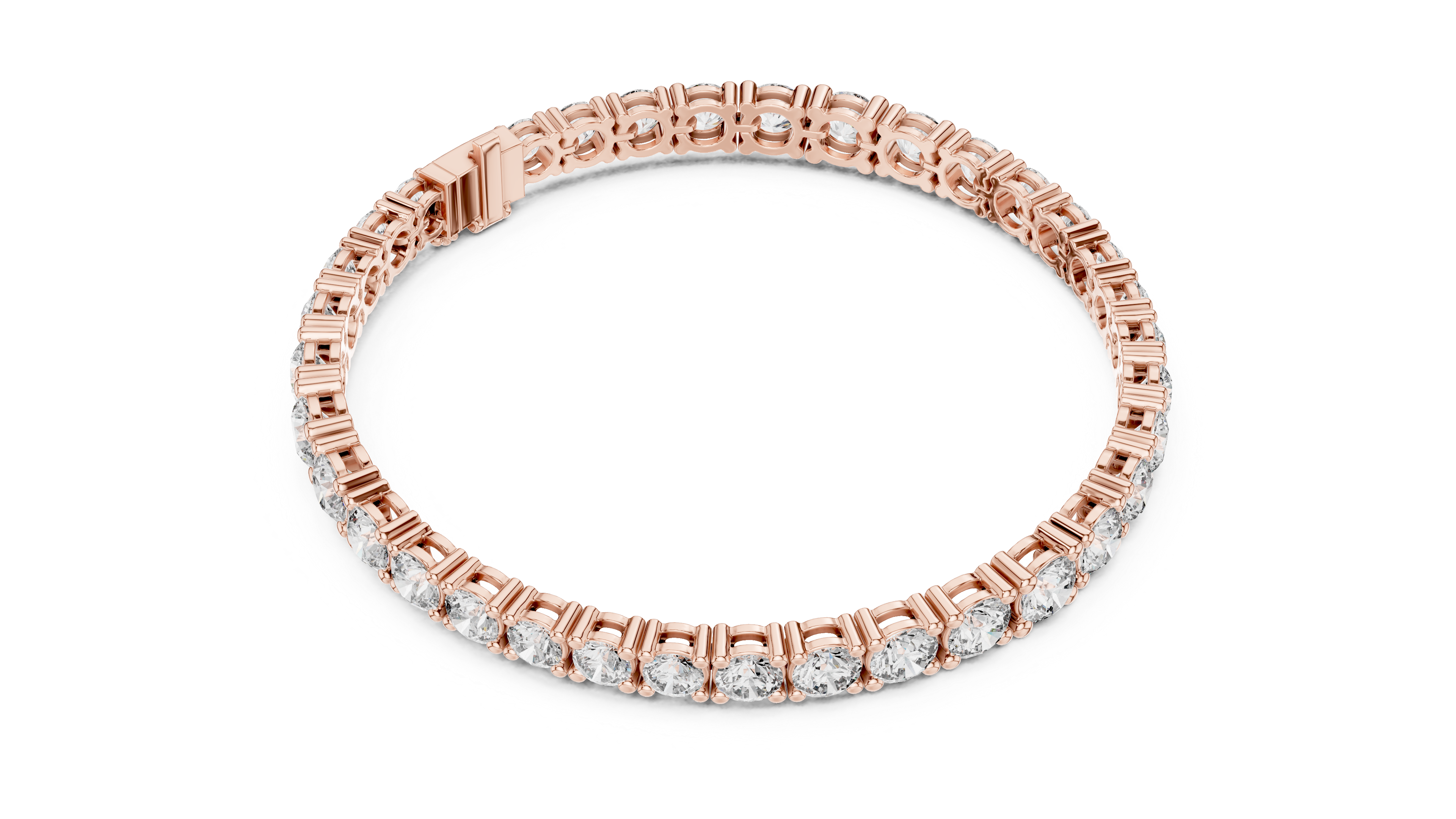 Rose Gold Round-Cut Moissanite Tennis Bracelet – Classic Prong-Set Diamond Brilliance
