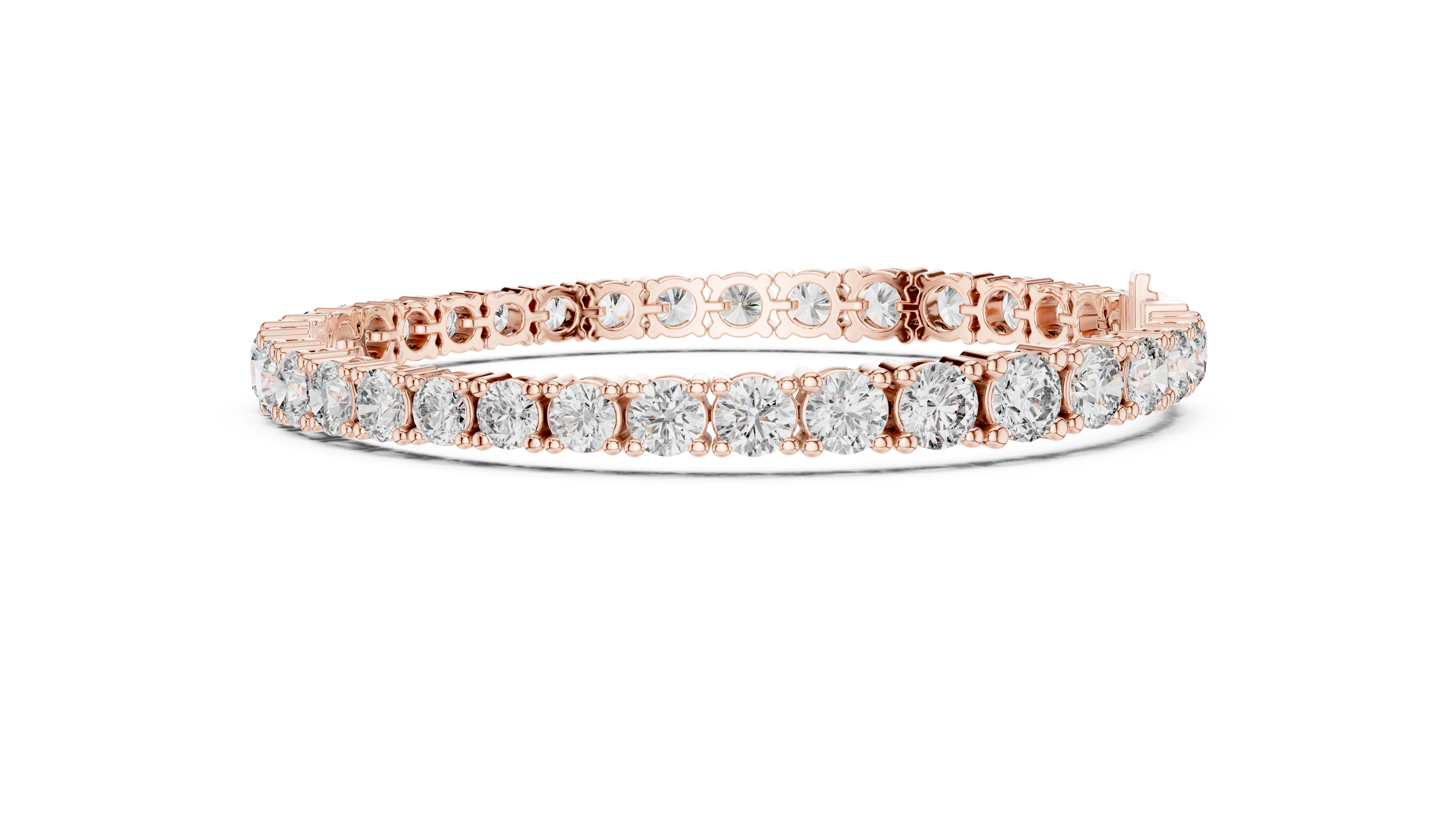 Rose Gold Round-Cut Moissanite Tennis Bracelet – Classic Prong-Set Diamond Brilliance