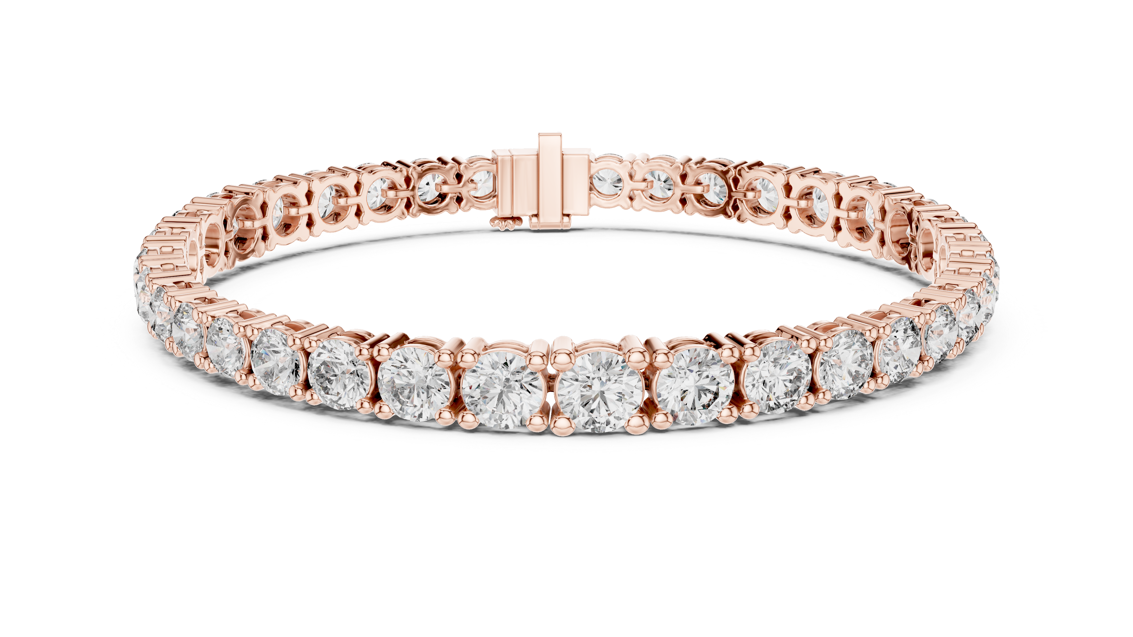 Rose Gold Round-Cut Moissanite Tennis Bracelet – Classic Prong-Set Diamond Brilliance