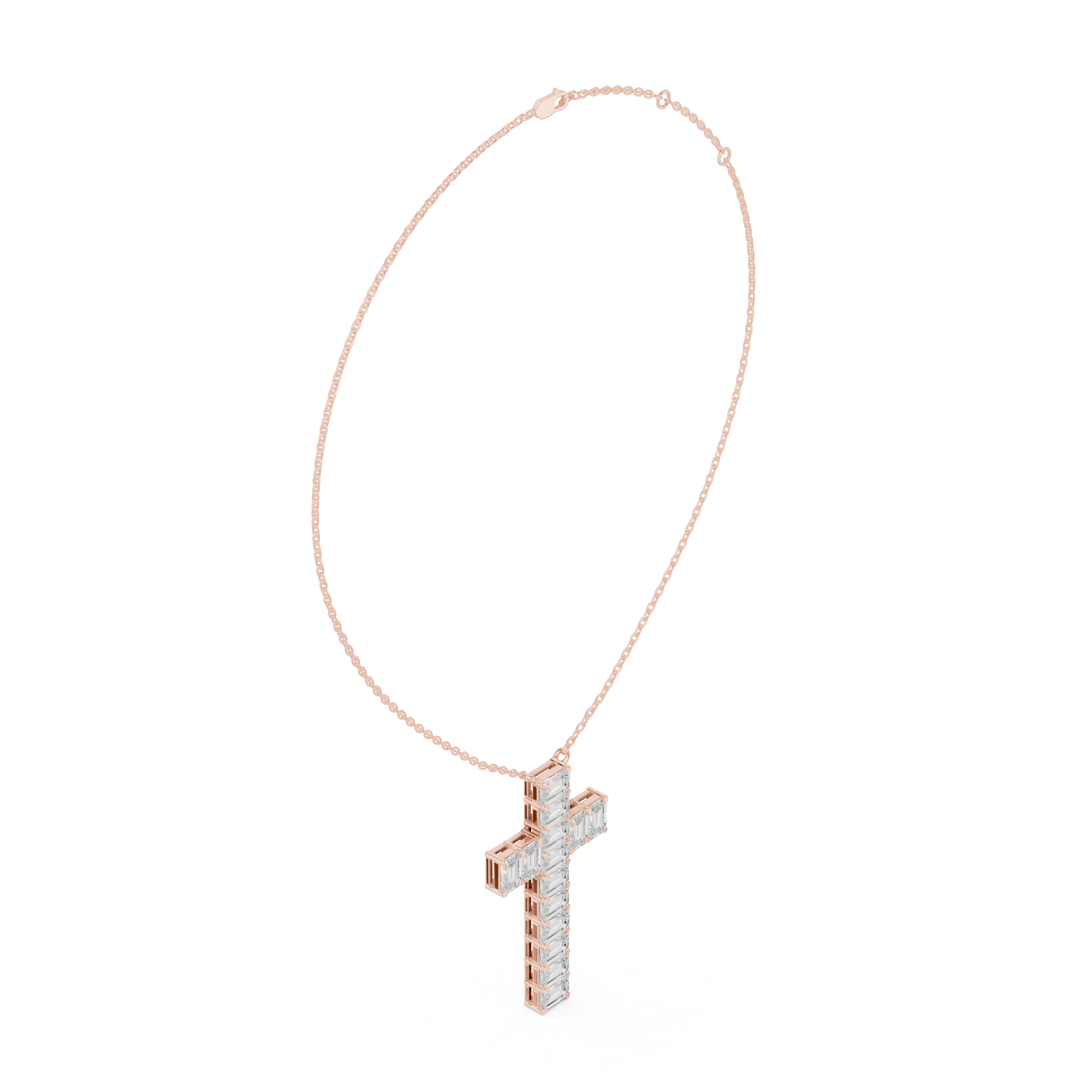Luxe Geometric Moissanite Cross Pendant Necklace