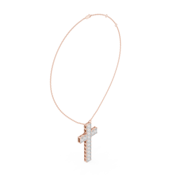 Luxe Geometric Moissanite Cross Pendant Necklace