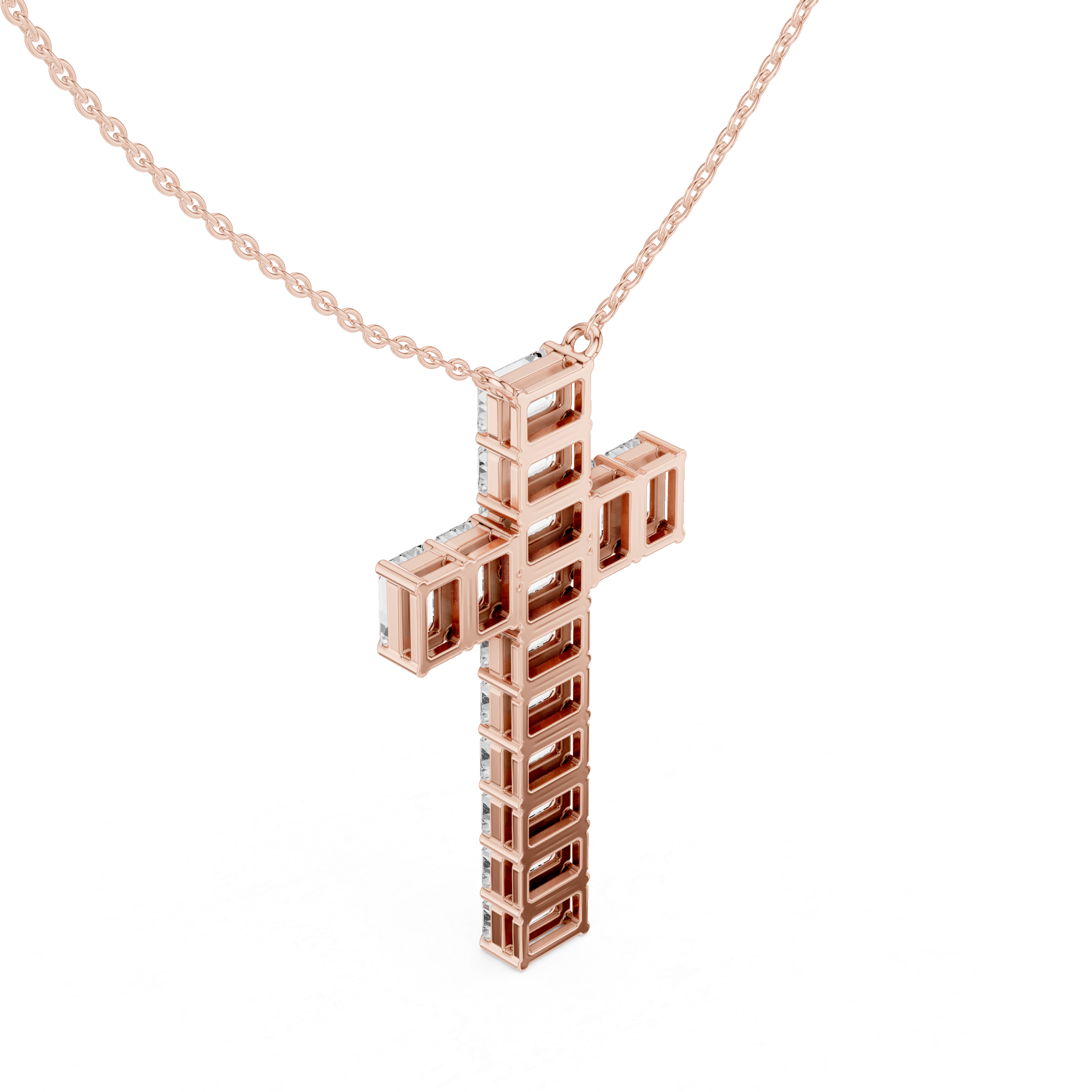 Luxe Geometric Moissanite Cross Pendant Necklace