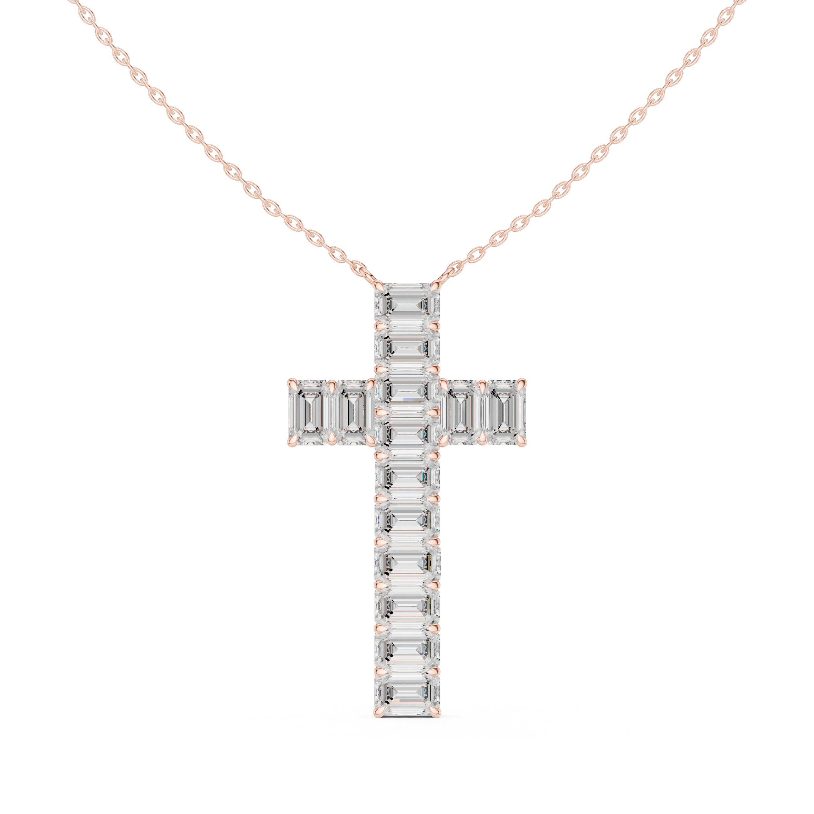Luxe Geometric Moissanite Cross Pendant Necklace