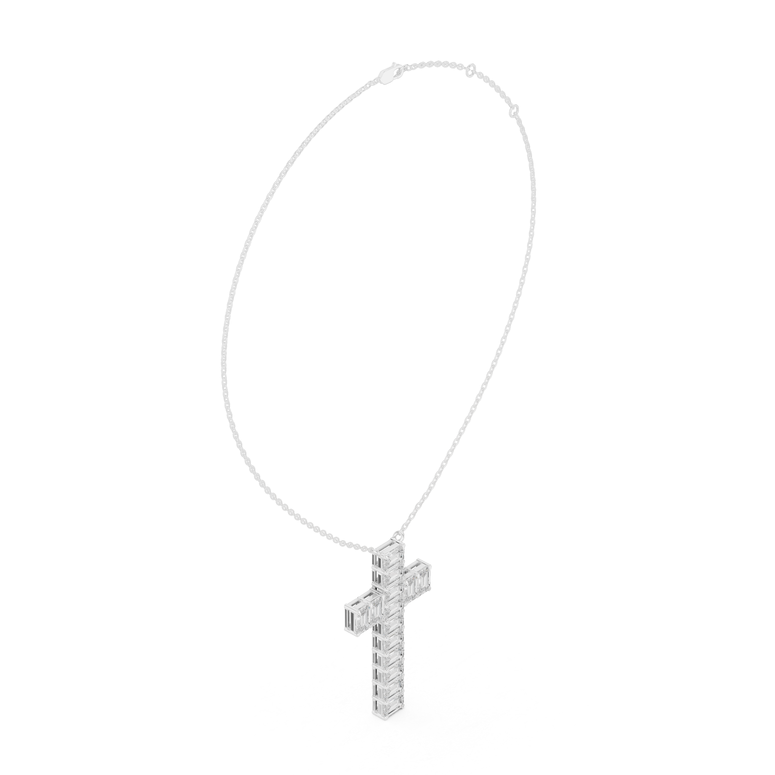 Luxe Geometric Moissanite Cross Pendant Necklace