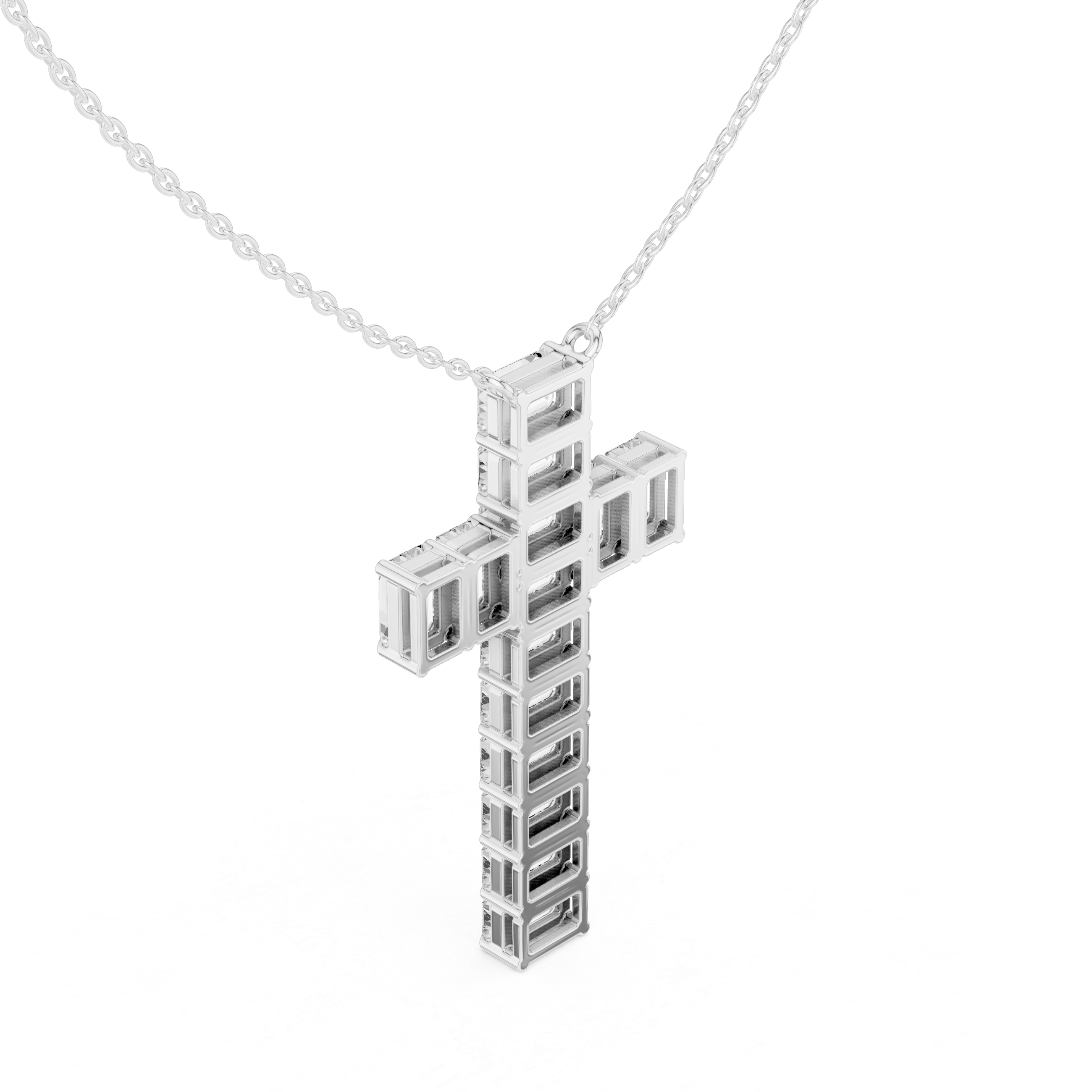 Luxe Geometric Moissanite Cross Pendant Necklace
