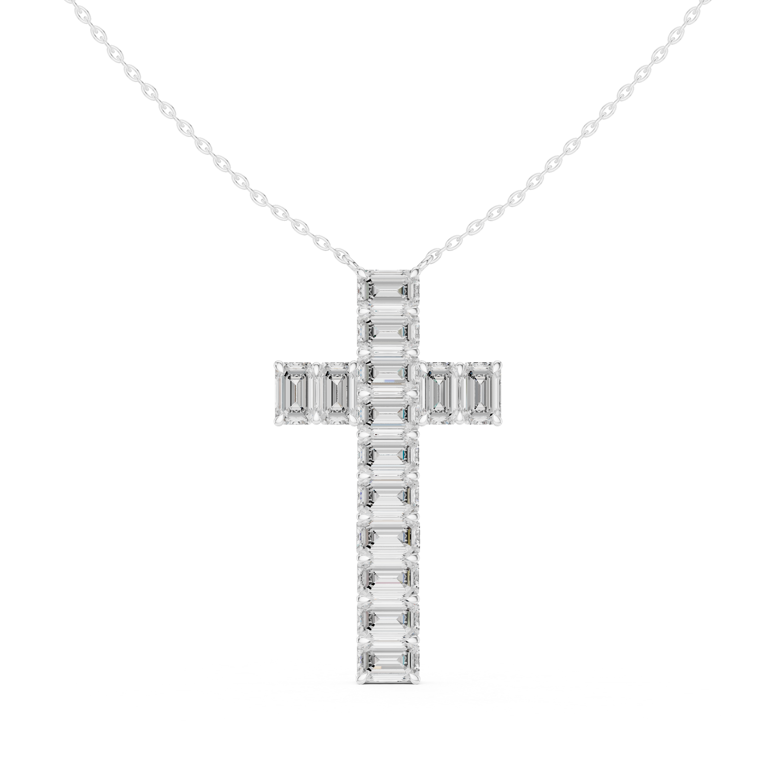 Luxe Geometric Moissanite Cross Pendant Necklace