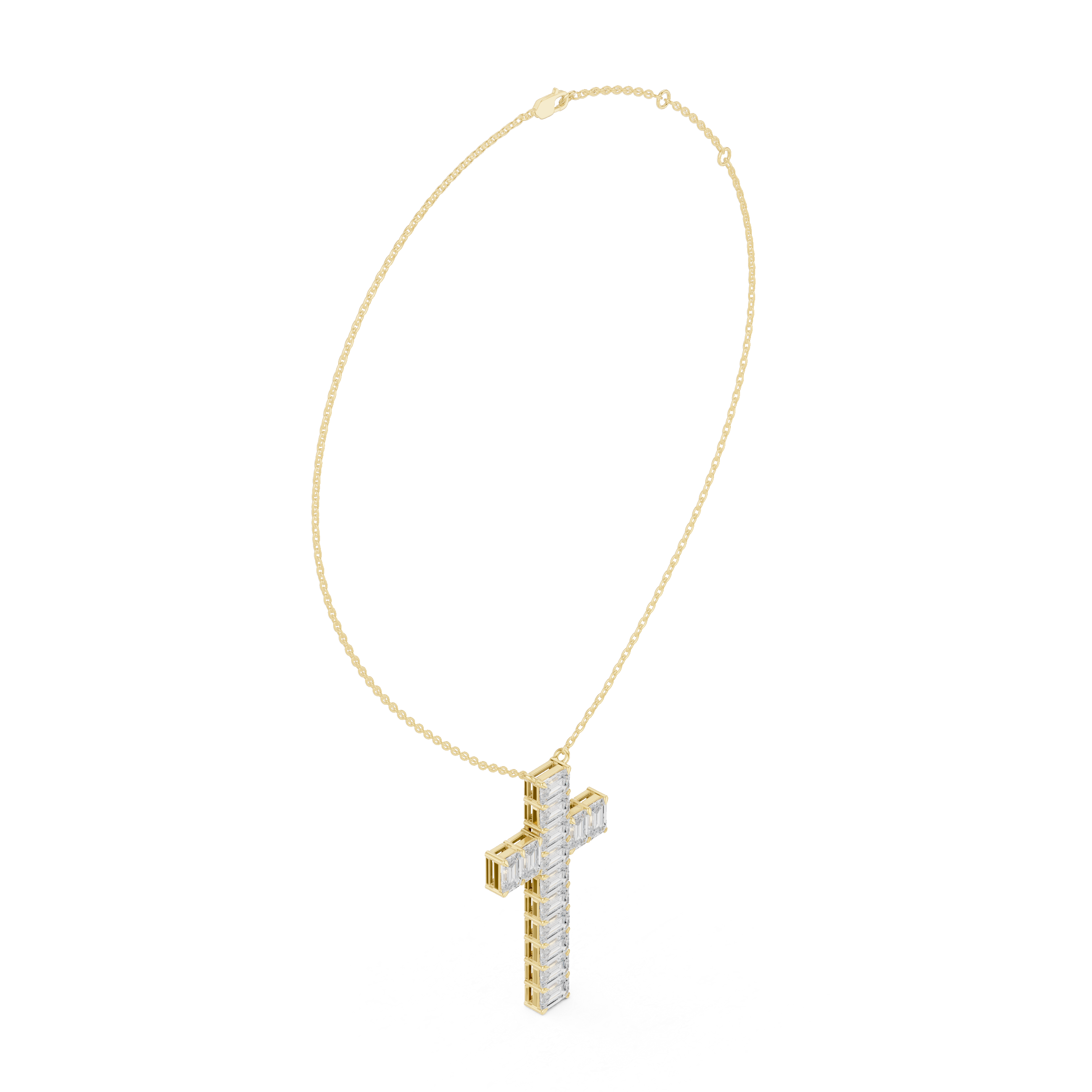 Luxe Geometric Moissanite Cross Pendant Necklace