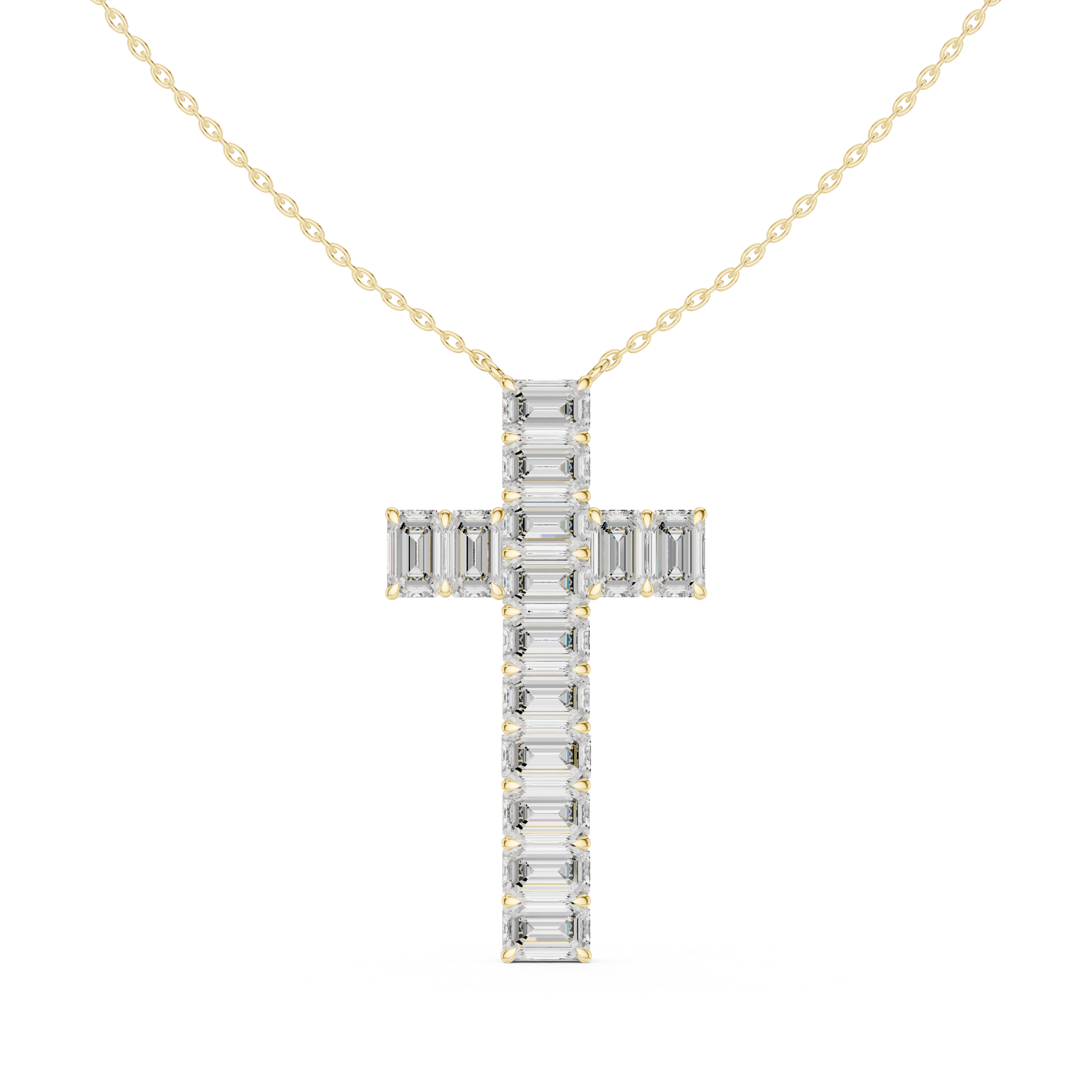 Luxe Geometric Moissanite Cross Pendant Necklace