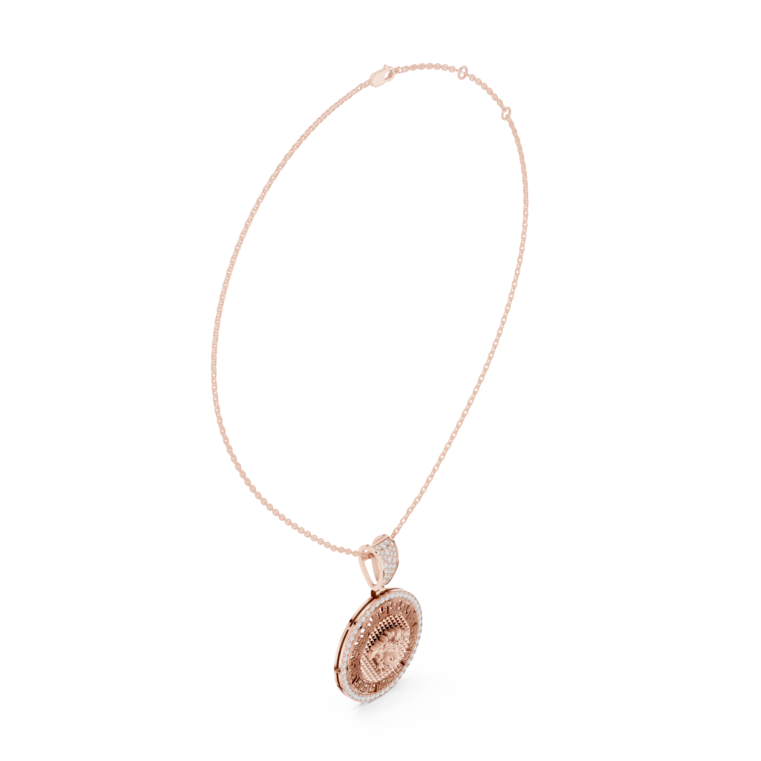 Luxe Medusa Moissanite Medallion Pendant Necklace