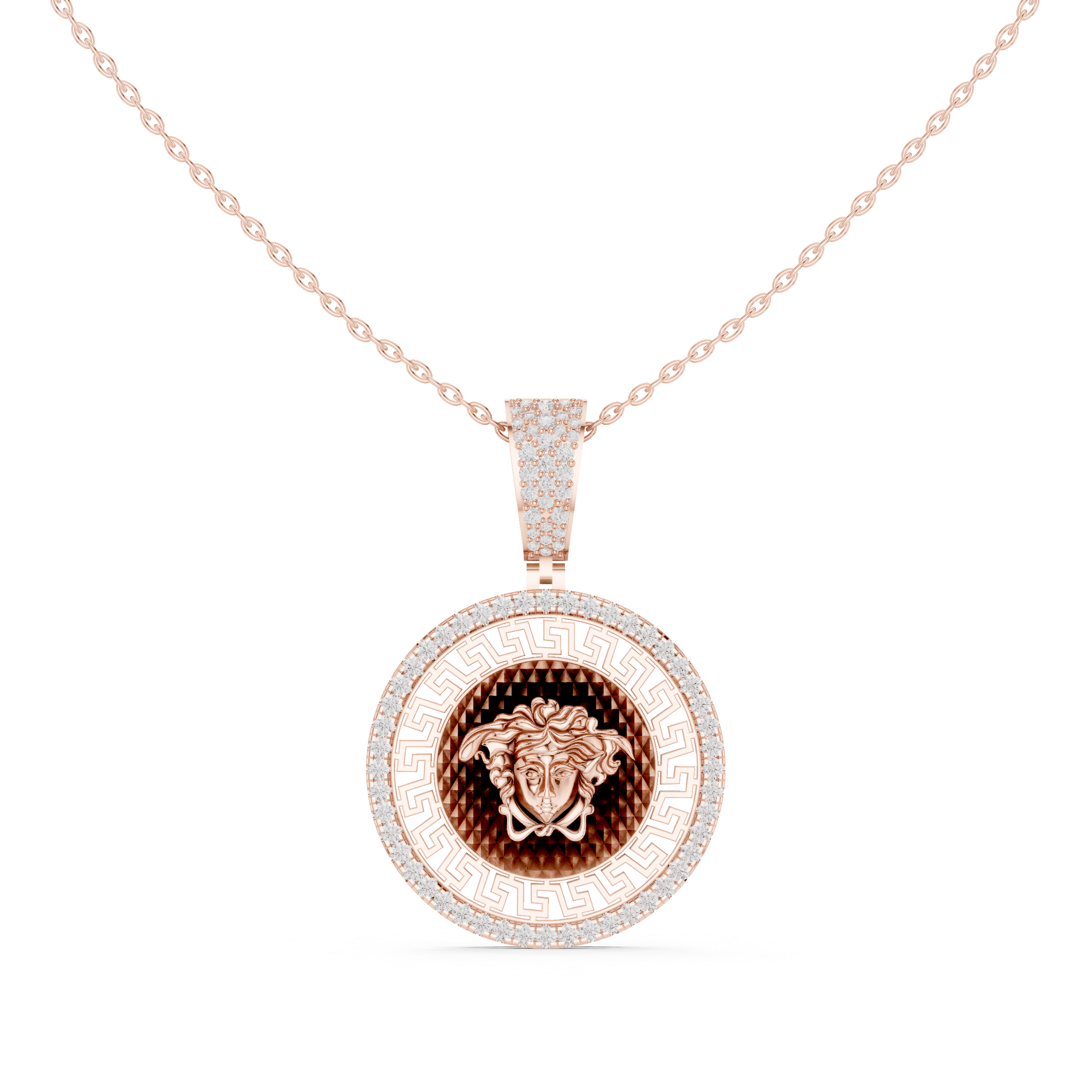 Luxe Medusa Moissanite Medallion Pendant Necklace