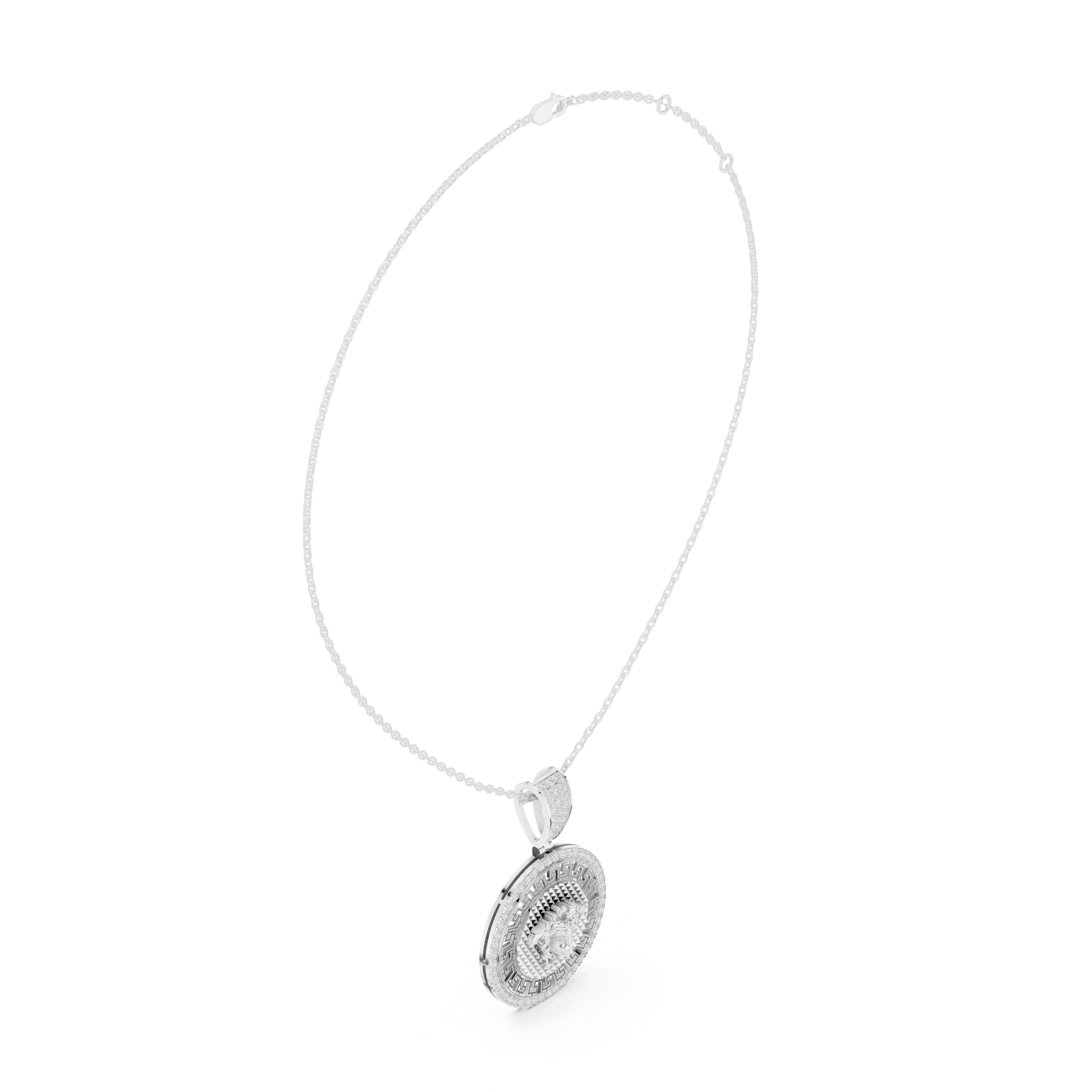 Luxe Medusa Moissanite Medallion Pendant Necklace