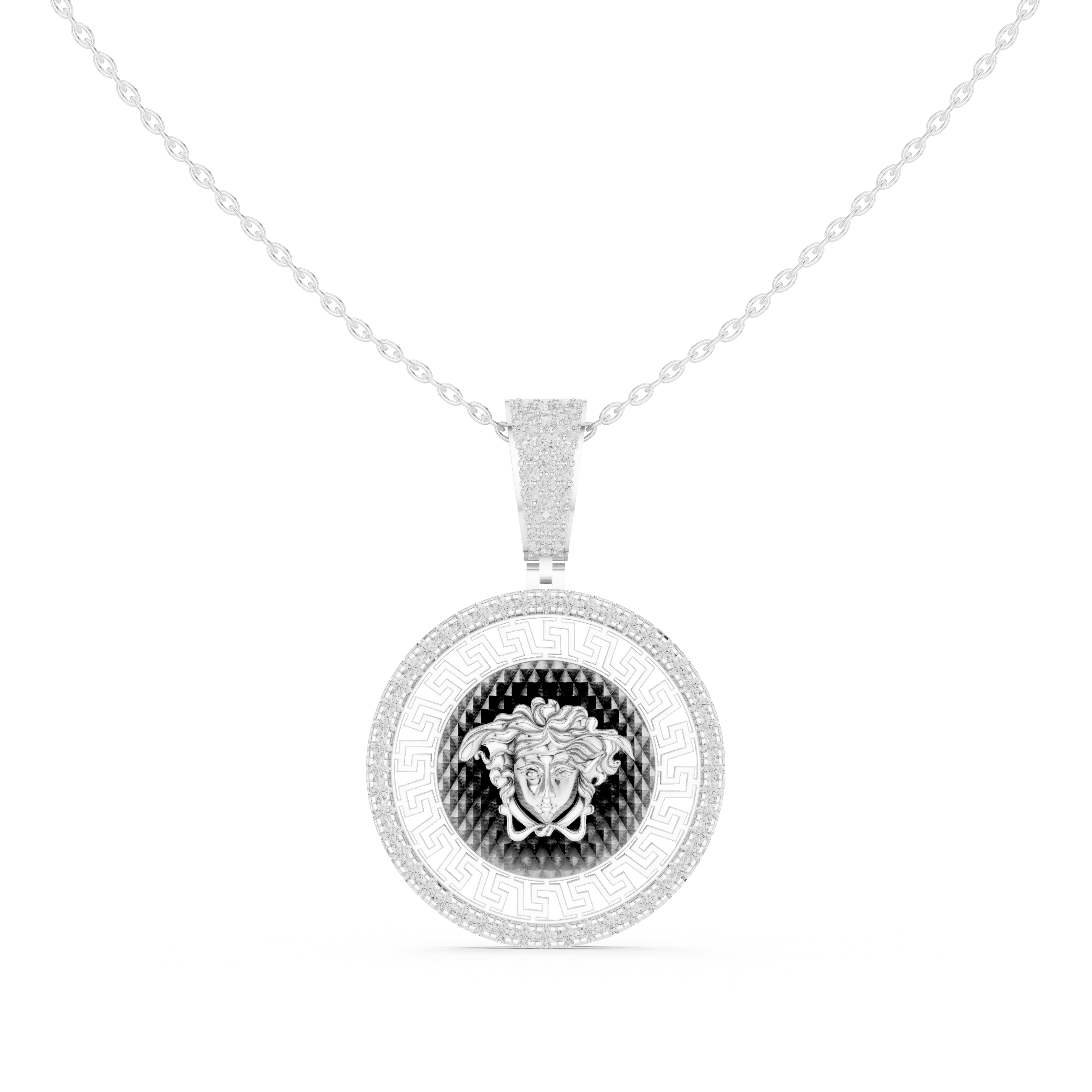Luxe Medusa Moissanite Medallion Pendant Necklace