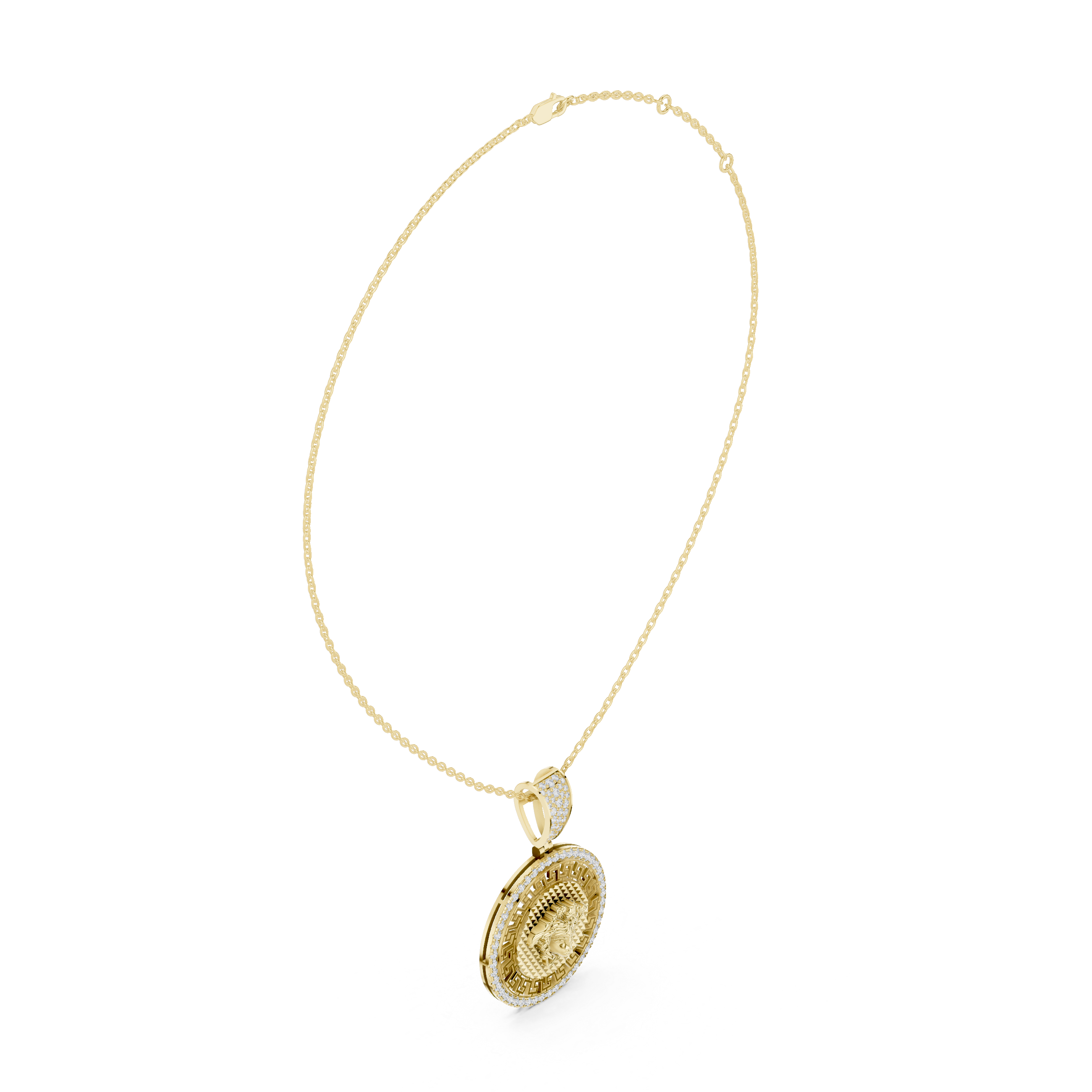 Luxe Medusa Moissanite Medallion Pendant Necklace