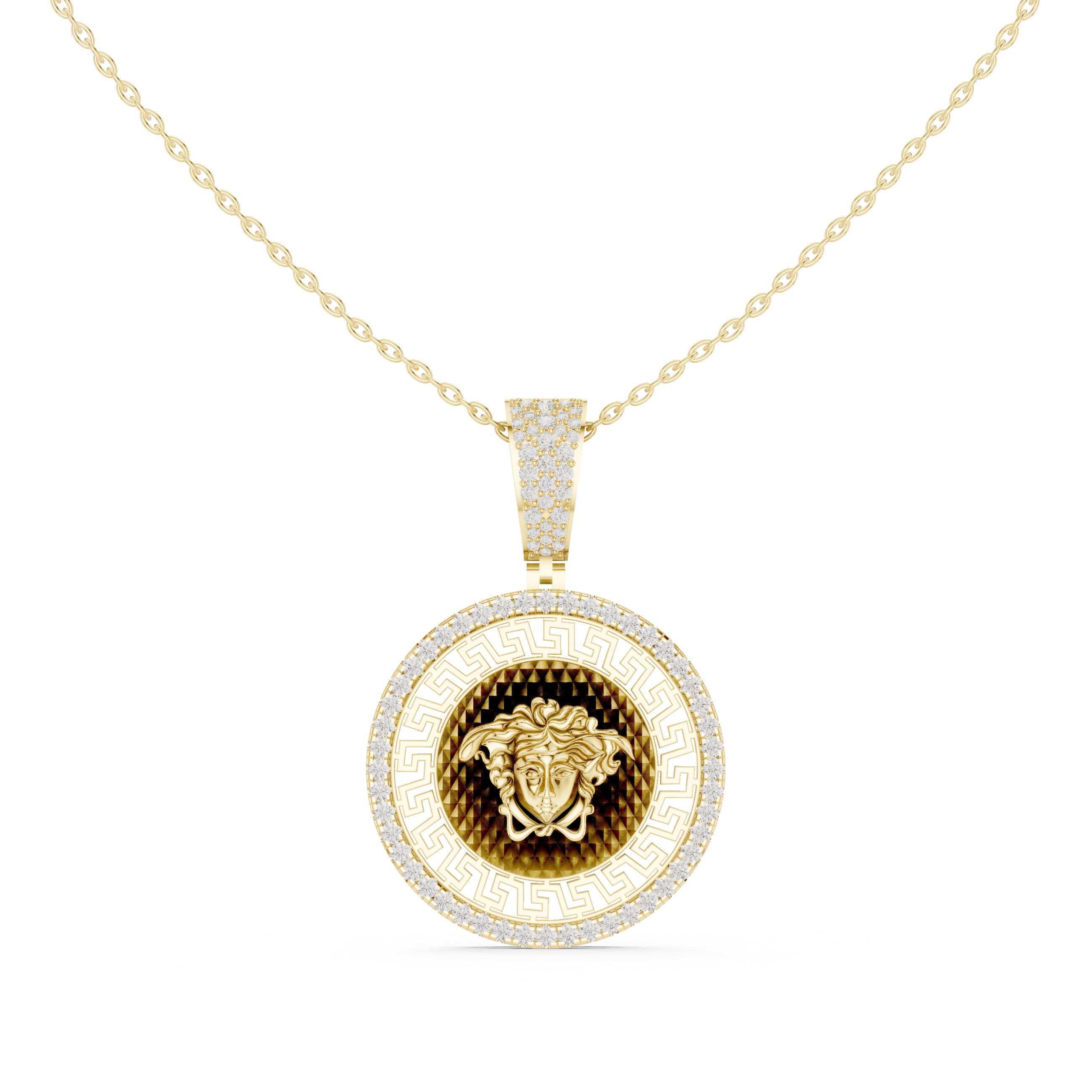Luxe Medusa Moissanite Medallion Pendant Necklace