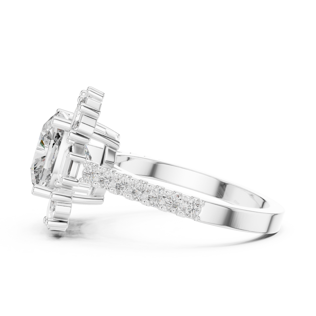 Cushion Cut Brilliant Moissanite Diamond VVS1 Eternity Engagement Ring