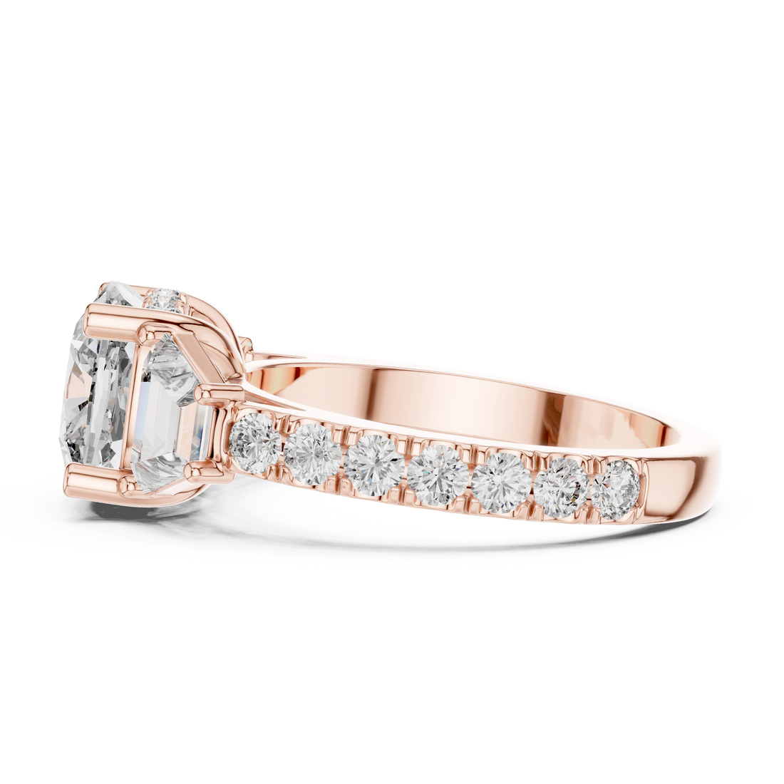 Cushion Cut Brilliant Moissanite Diamond VVS1 Eternity Engagement Ring