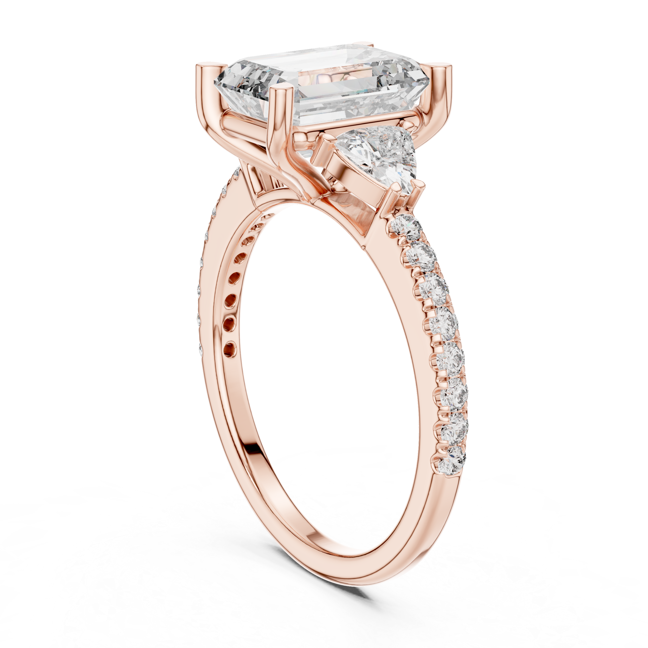 Emerald Cut Brilliant Moissanite Diamond VVS1 Eternity Engagement Ring