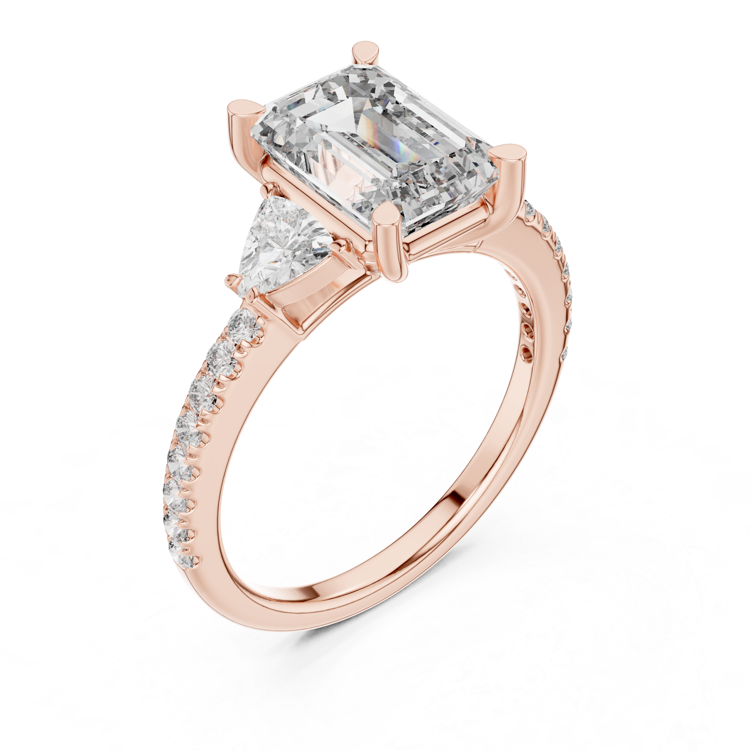 Emerald Cut Brilliant Moissanite Diamond VVS1 Eternity Engagement Ring