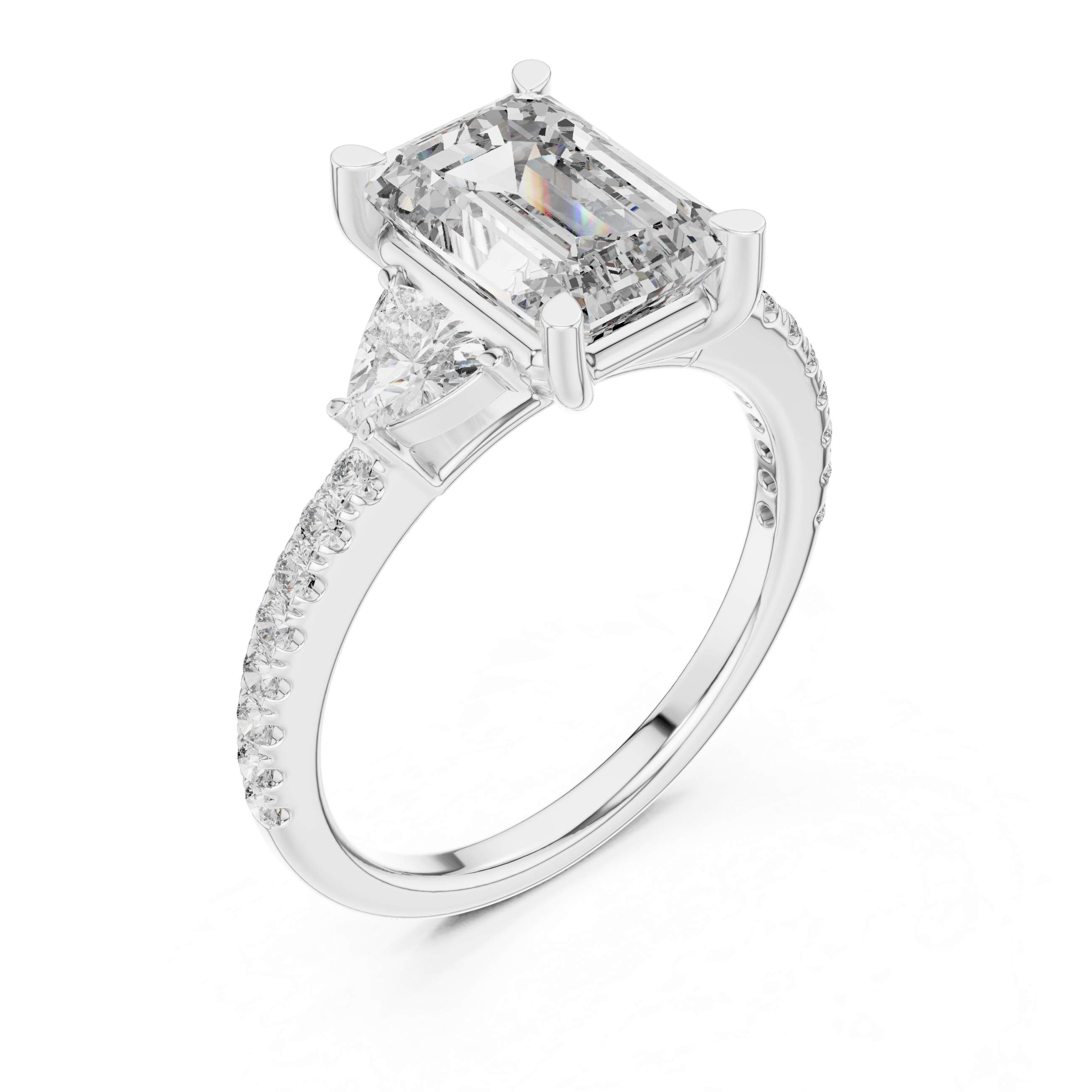 Emerald Cut Brilliant Moissanite Diamond VVS1 Eternity Engagement Ring