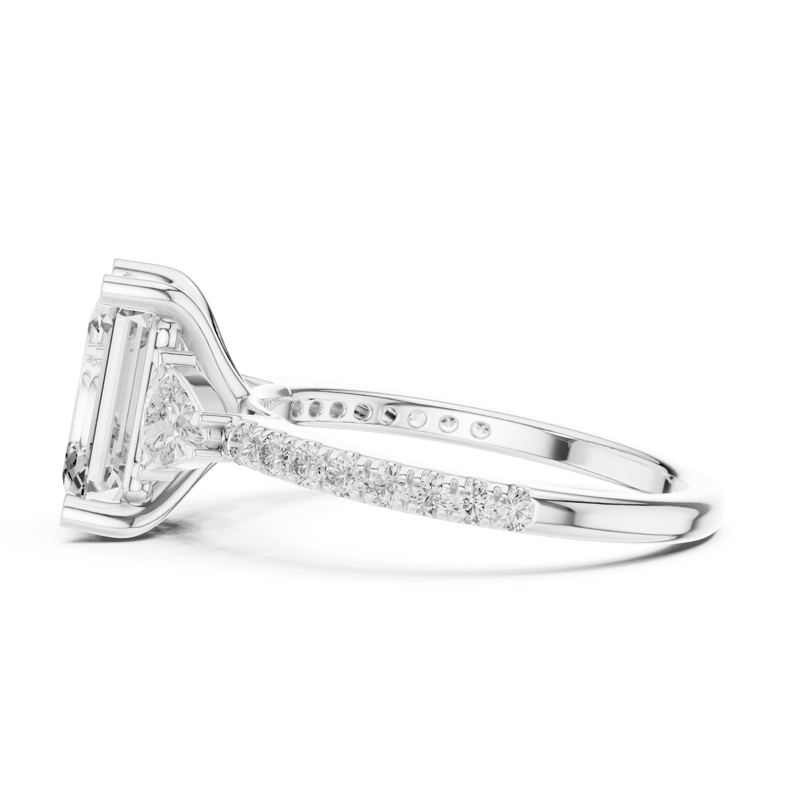 Emerald Cut Brilliant Moissanite Diamond VVS1 Eternity Engagement Ring