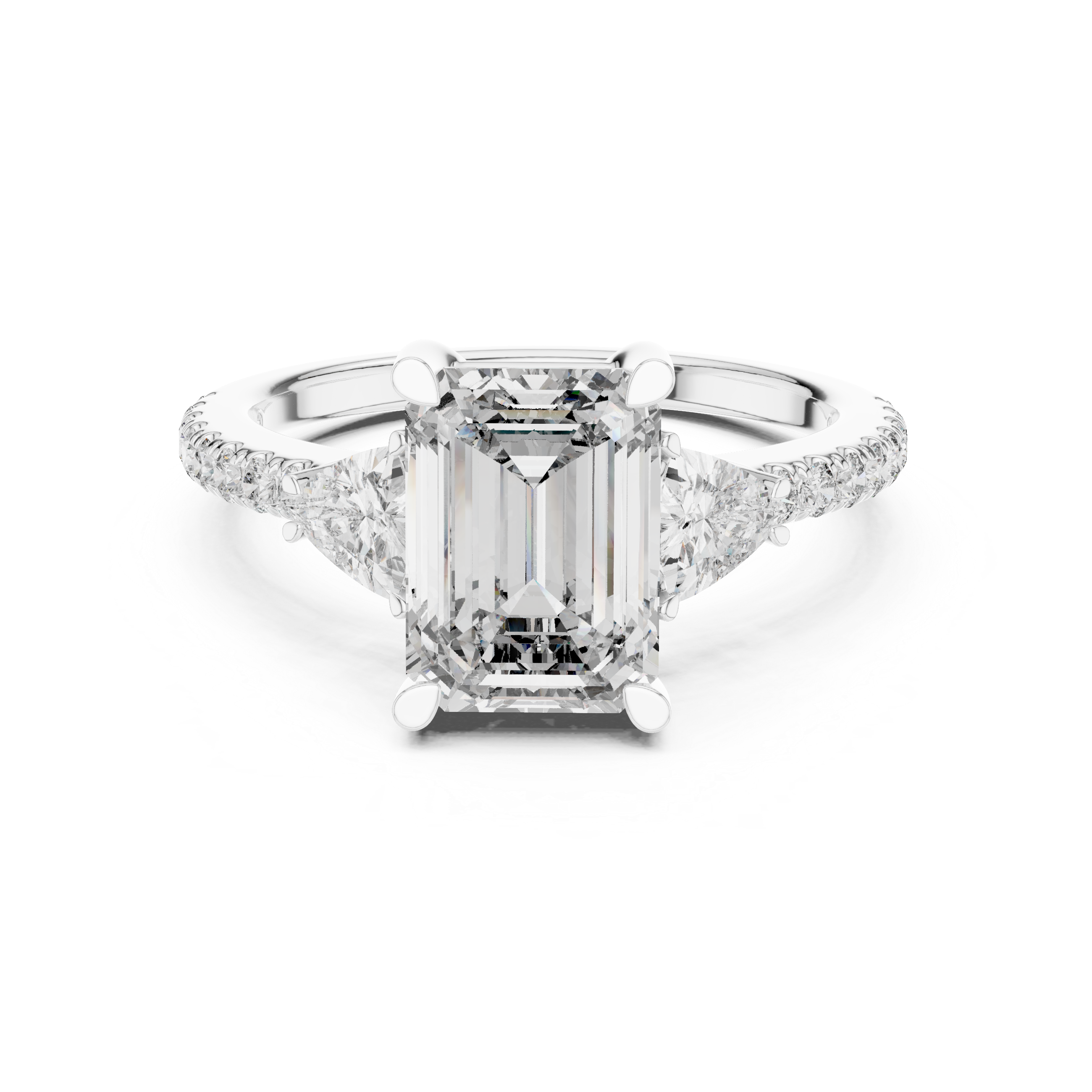 Emerald Cut Brilliant Moissanite Diamond VVS1 Eternity Engagement Ring