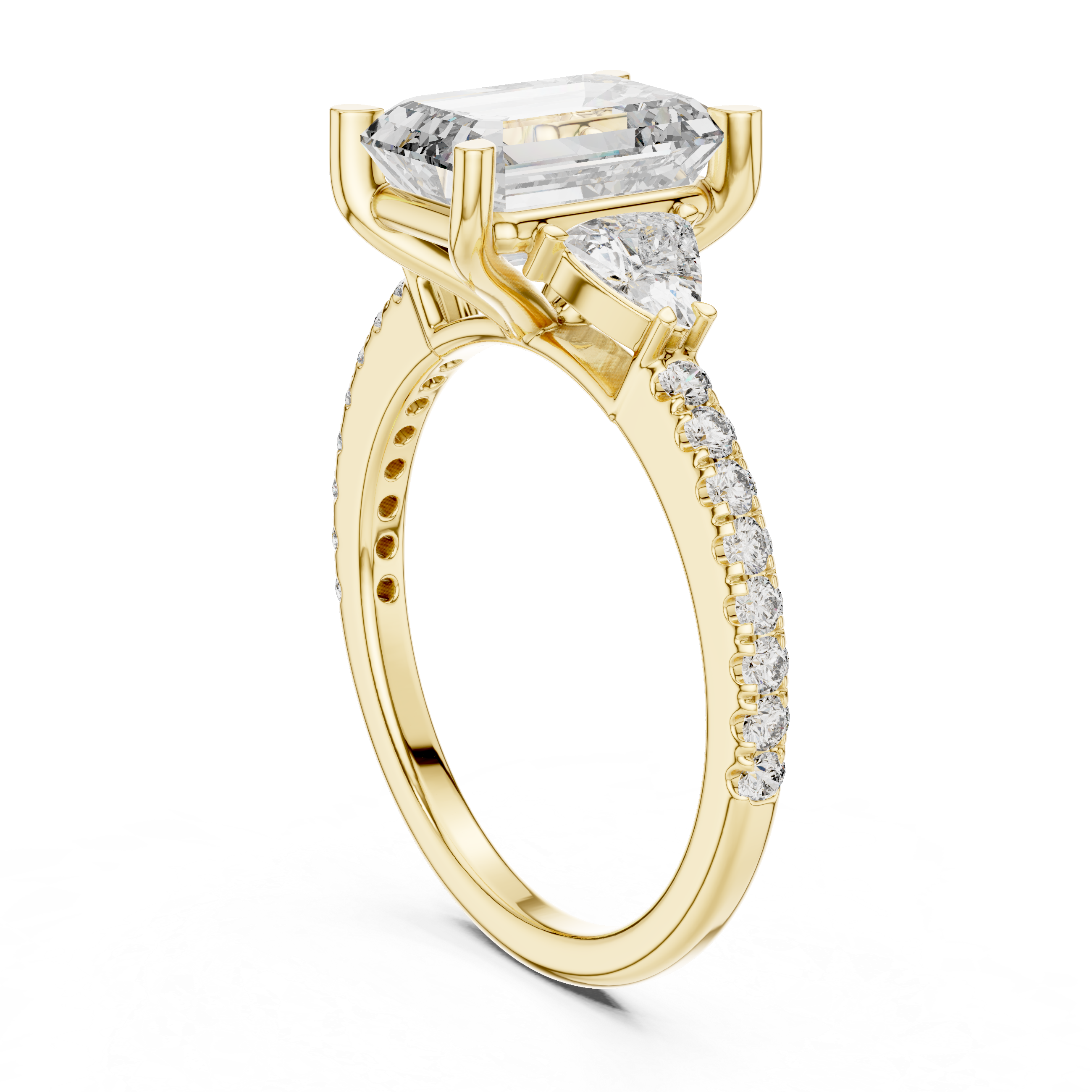 Emerald Cut Brilliant Moissanite Diamond VVS1 Eternity Engagement Ring