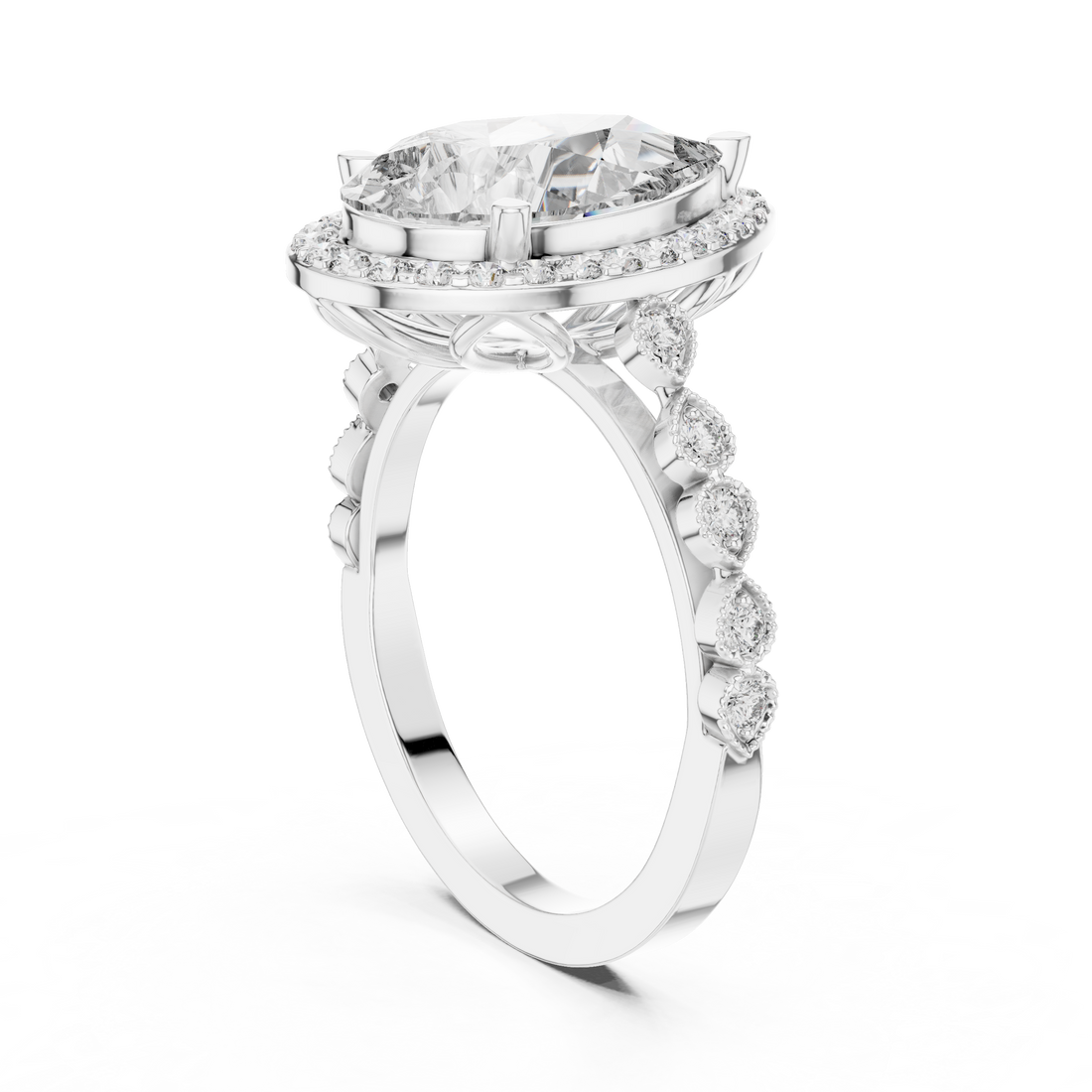 Pear Cut Brilliant Moissanite Diamond VVS1 Eternity Engagement Ring