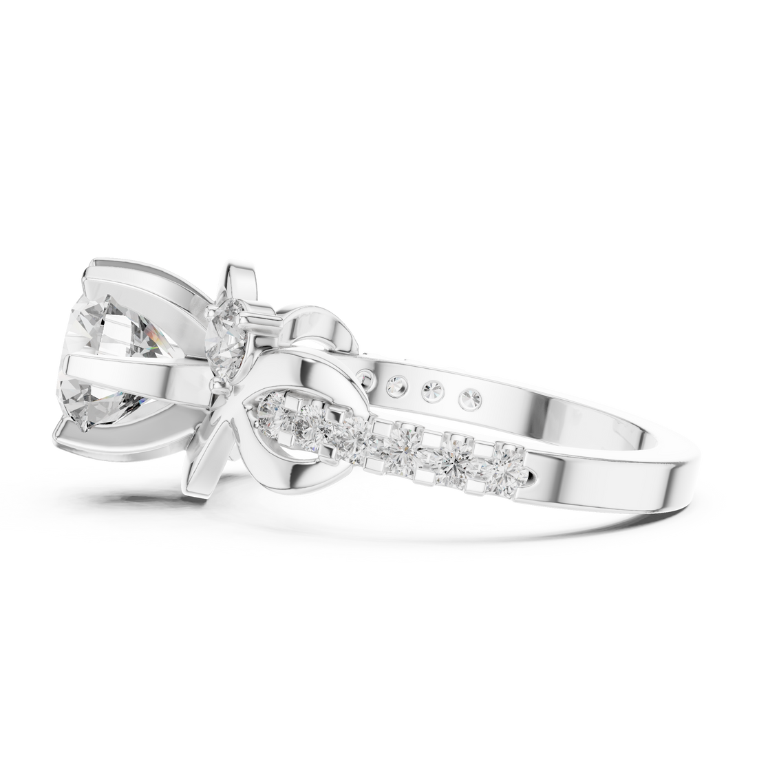 Round Cut Brilliant Moissanite Diamond VVS1 Eternity Engagement Ring