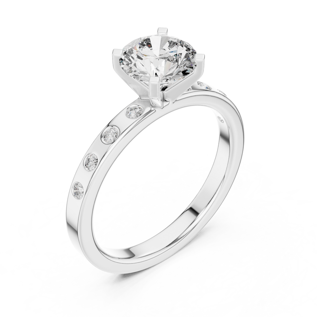 Round Cut Brilliant Moissanite Diamond VVS1 Eternity Engagement Ring