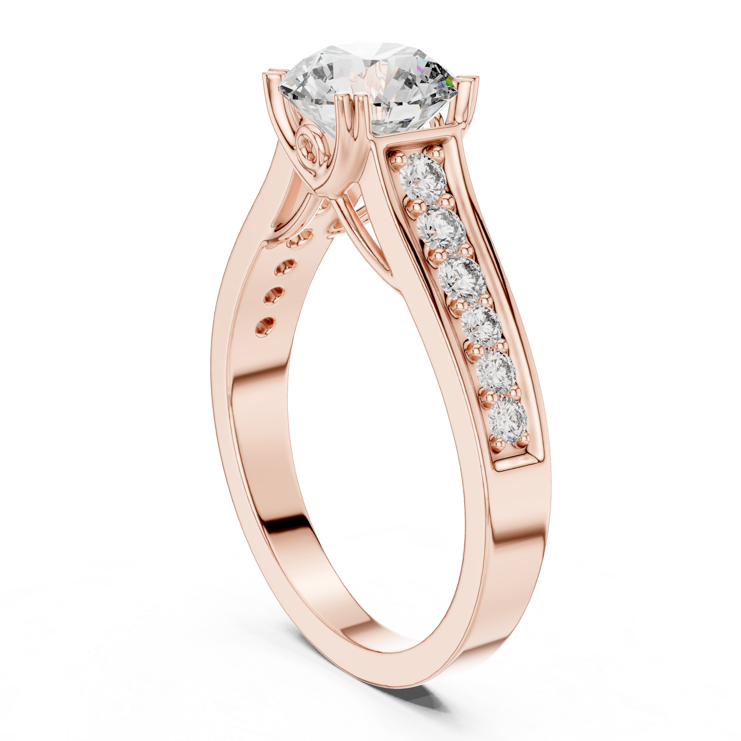 Round Cut Brilliant Moissanite Diamond VVS1 Eternity Engagement Ring