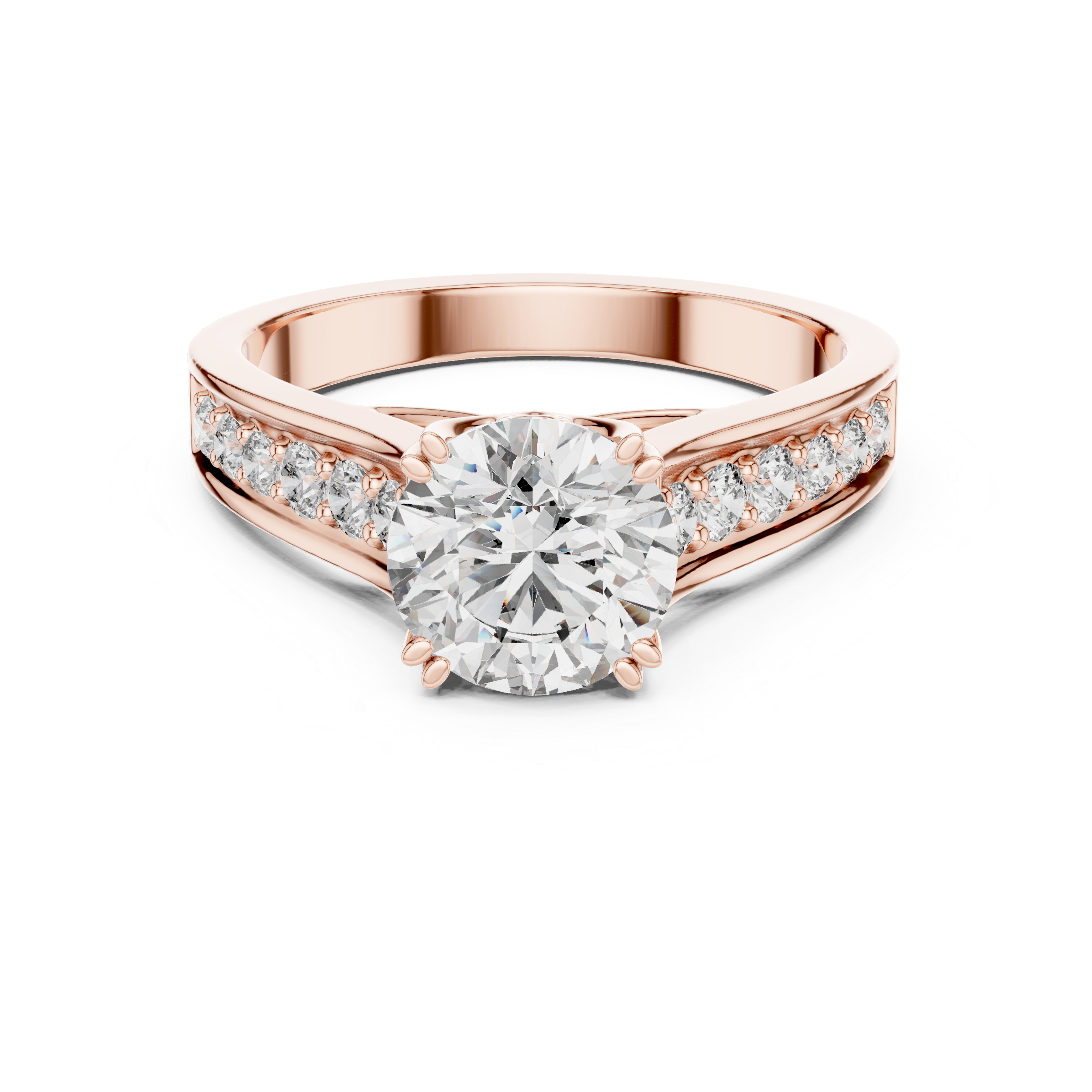 Round Cut Brilliant Moissanite Diamond VVS1 Eternity Engagement Ring