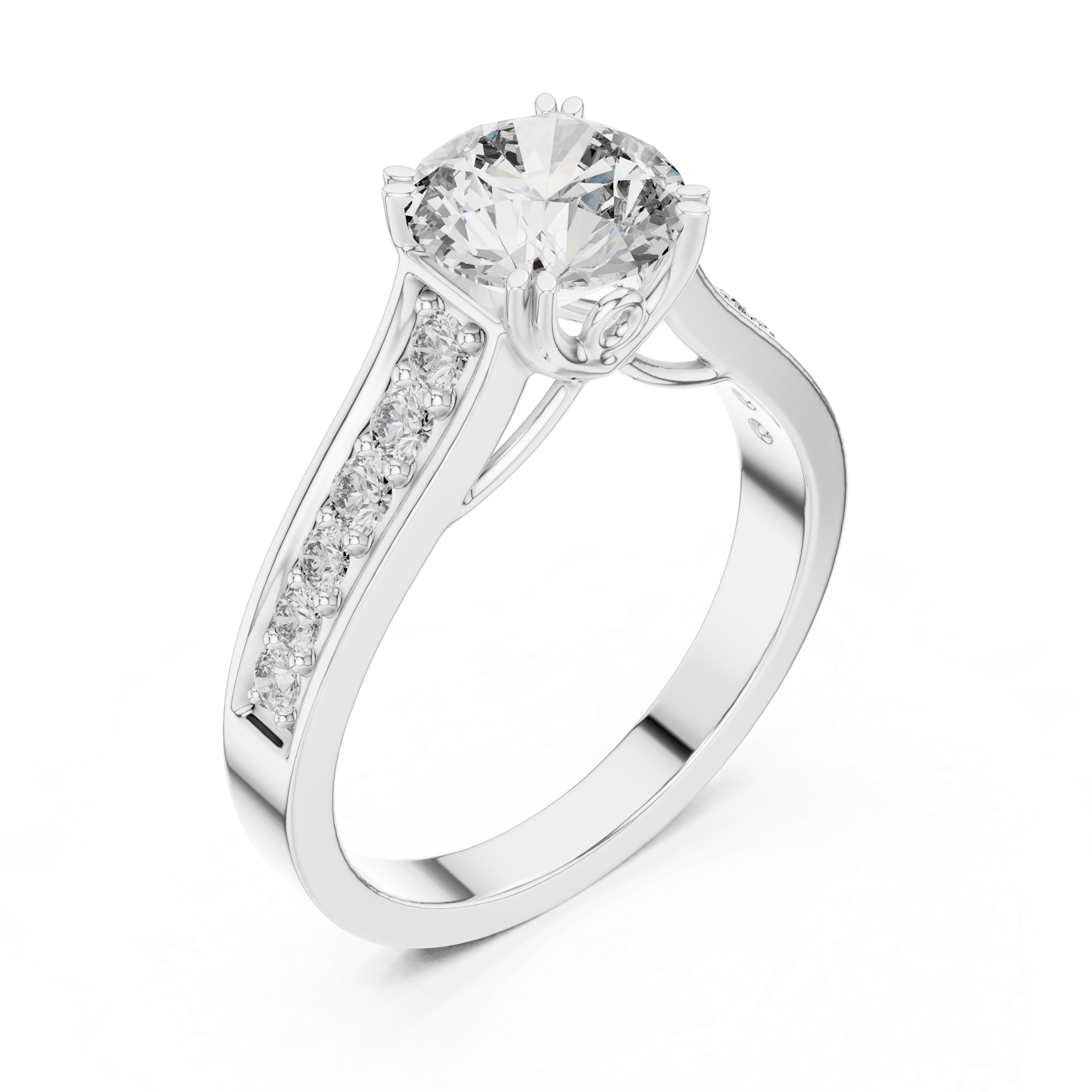 Round Cut Brilliant Moissanite Diamond VVS1 Eternity Engagement Ring
