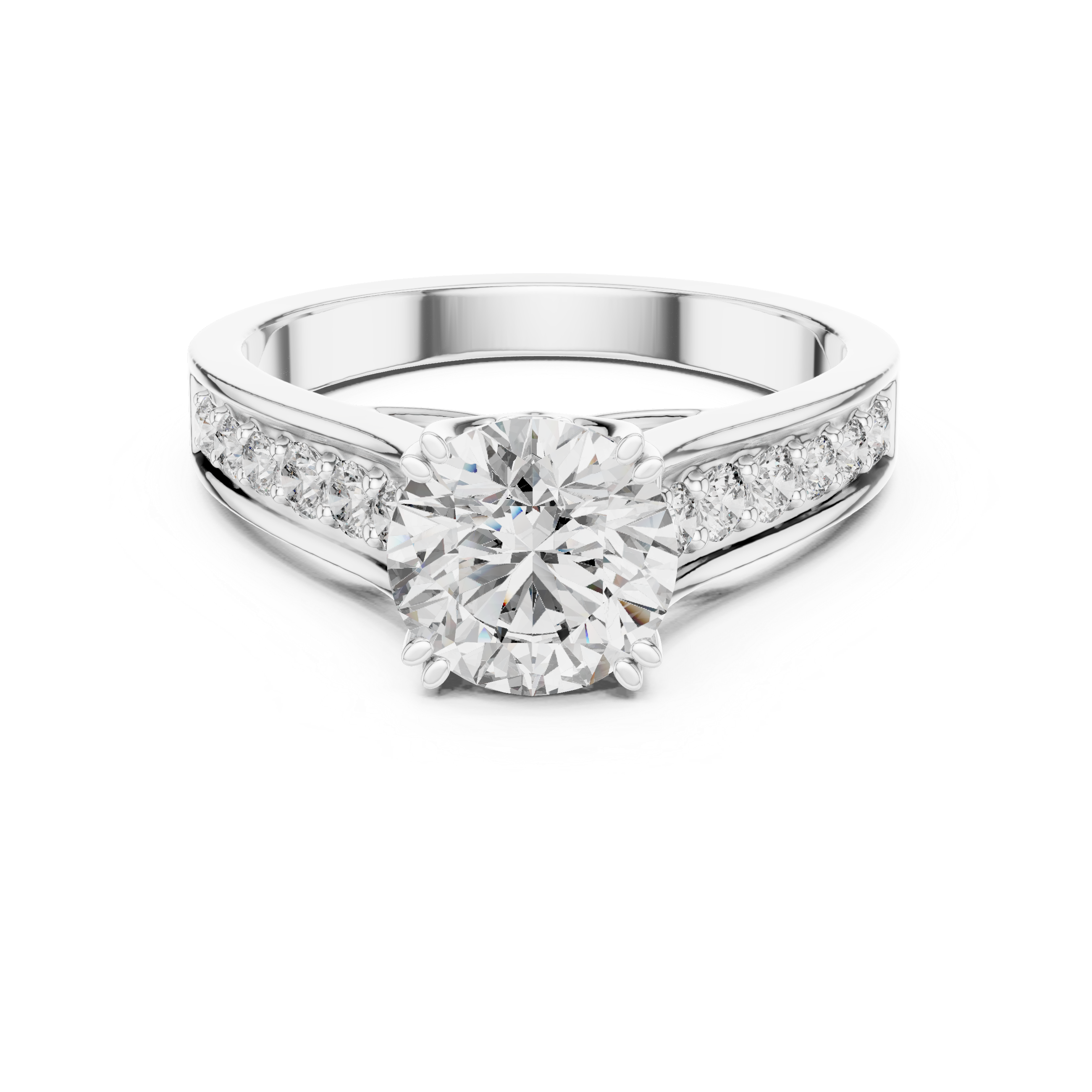 Round Cut Brilliant Moissanite Diamond VVS1 Eternity Engagement Ring