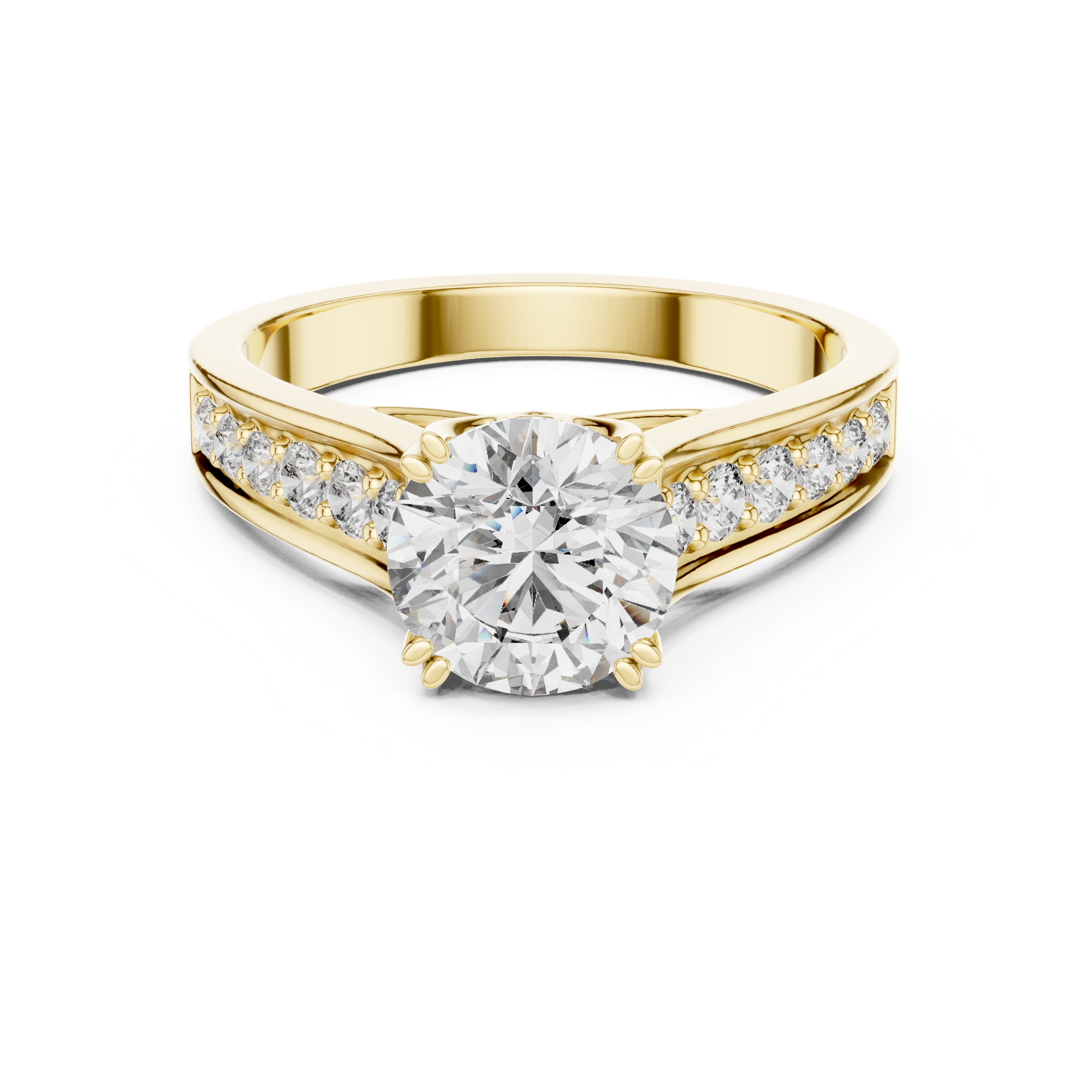 Round Cut Brilliant Moissanite Diamond VVS1 Eternity Engagement Ring