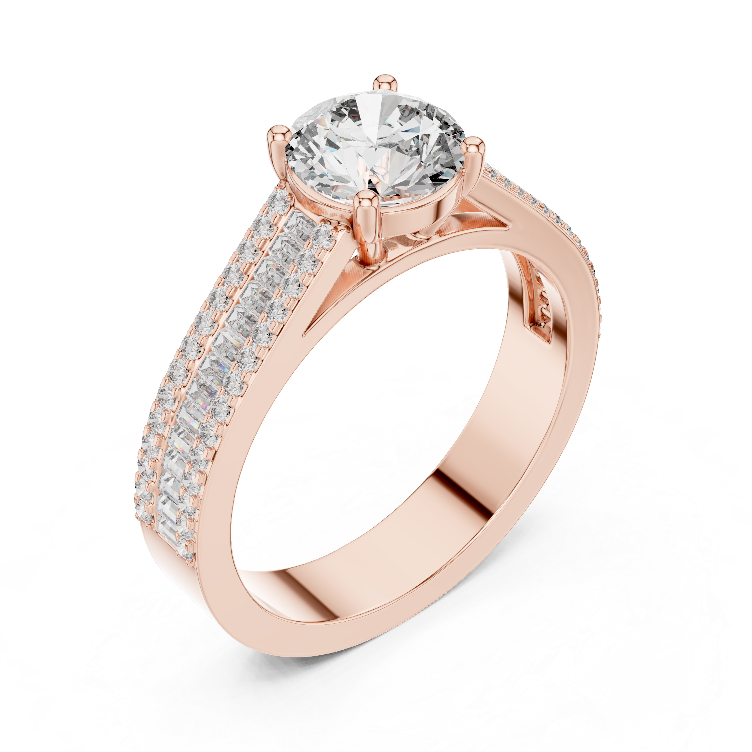 Round Cut Brilliant Moissanite Diamond VVS1 Eternity Engagement Ring