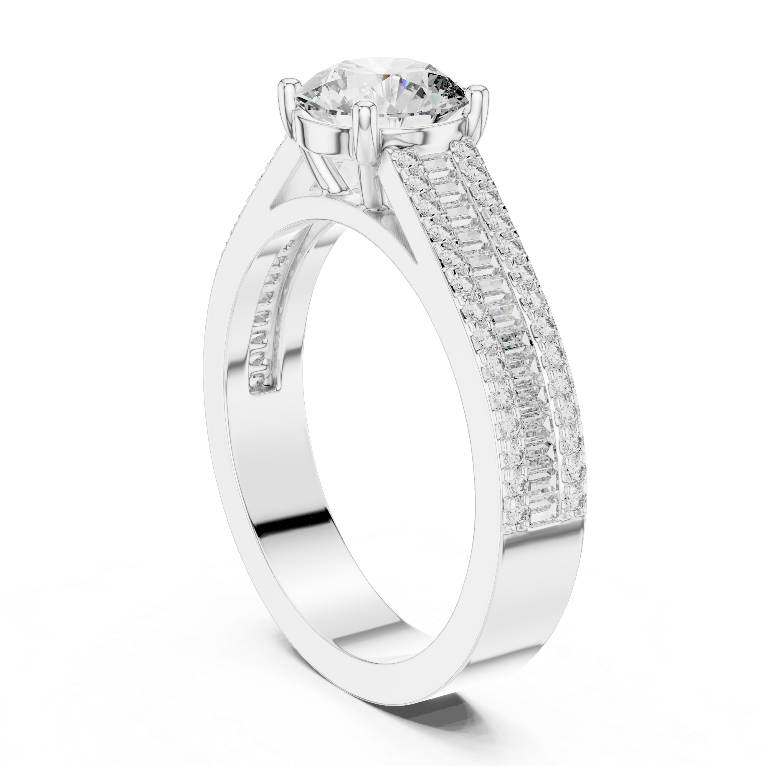 Round Cut Brilliant Moissanite Diamond VVS1 Eternity Engagement Ring