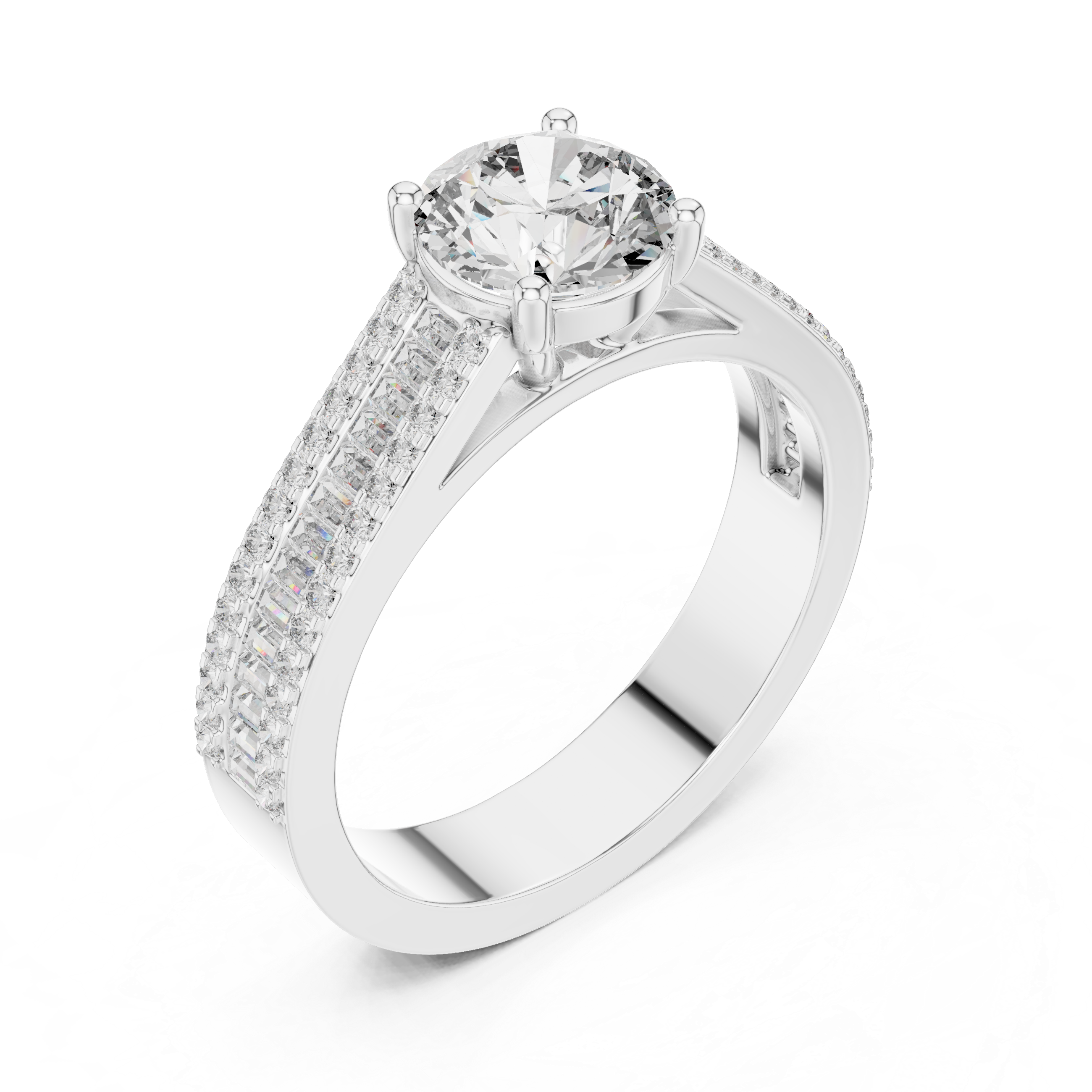 Round Cut Brilliant Moissanite Diamond VVS1 Eternity Engagement Ring