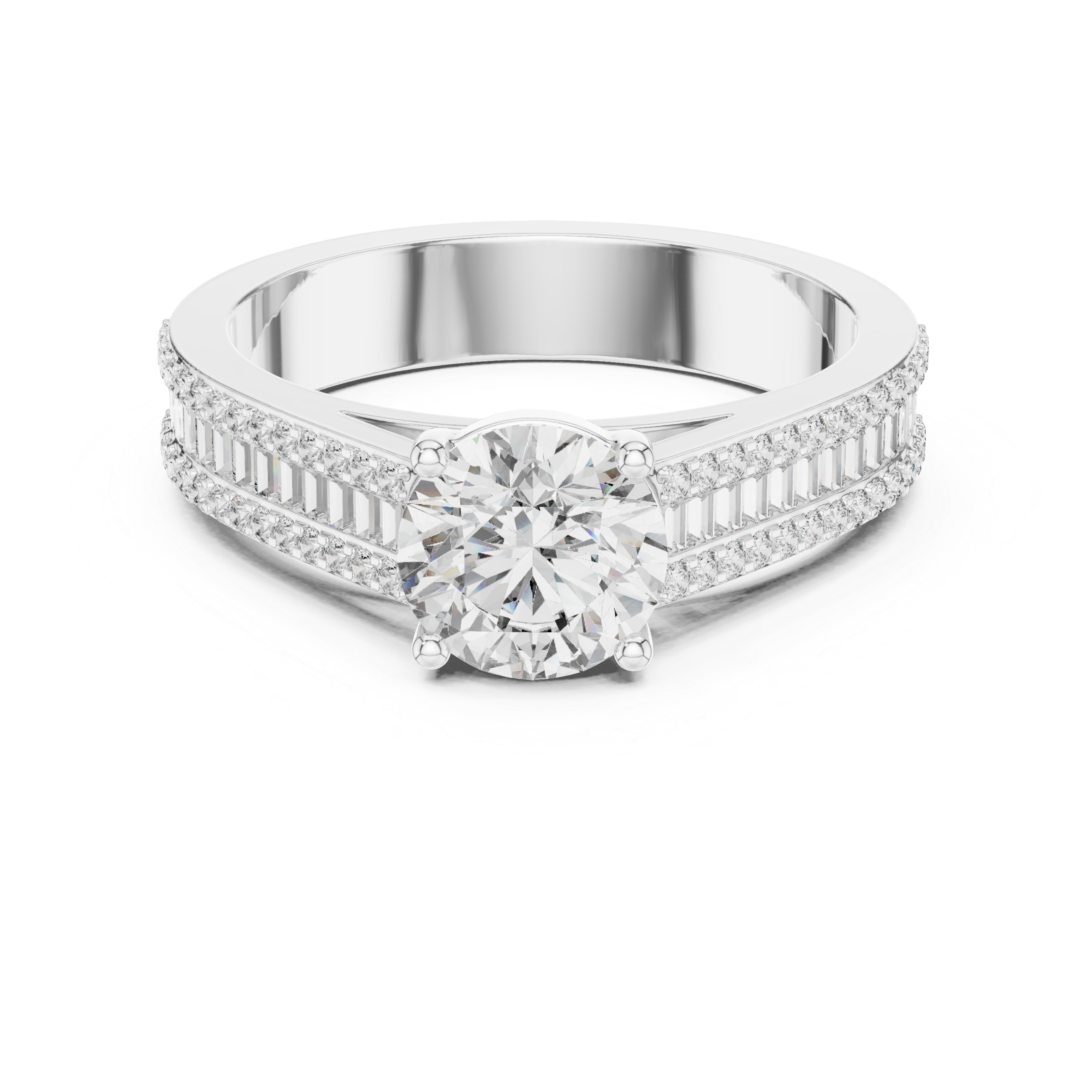 Round Cut Brilliant Moissanite Diamond VVS1 Eternity Engagement Ring
