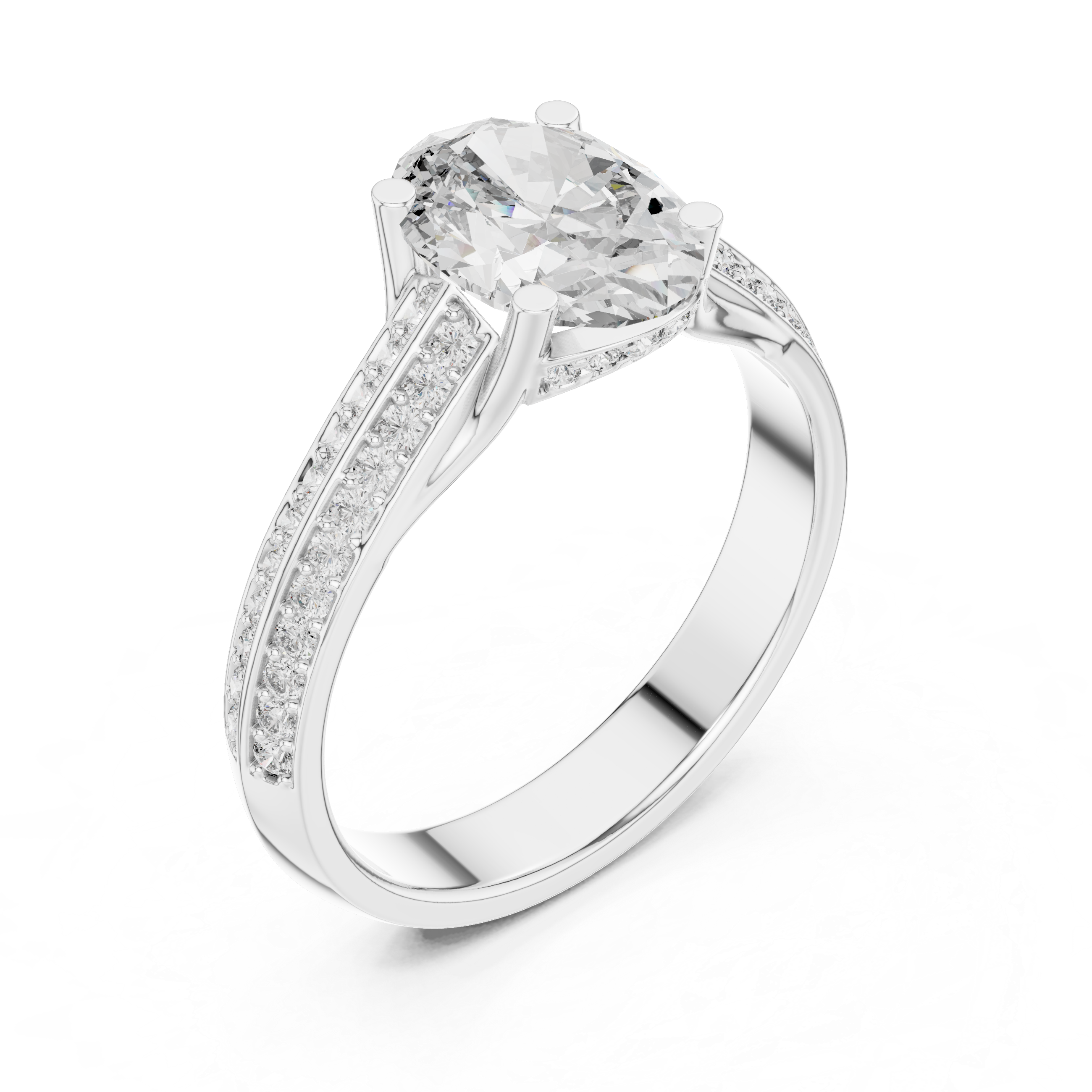 Oval Cut Brilliant Moissanite Diamond VVS1 Eternity Engagement Ring