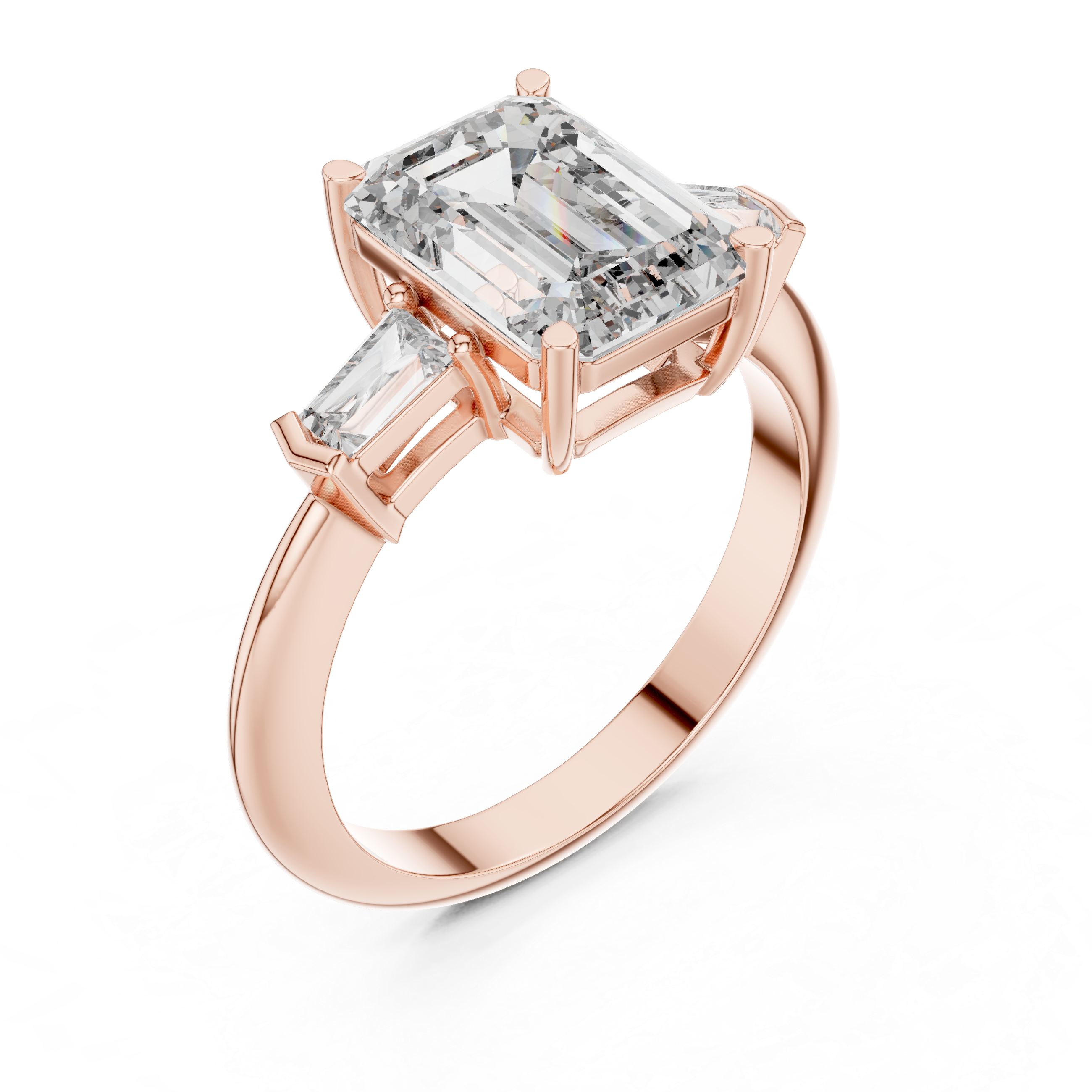 Emerald Cut Brilliant Moissanite Diamond VVS1 Eternity Engagement Ring