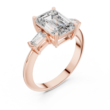 Emerald Cut Brilliant Moissanite Diamond VVS1 Eternity Engagement Ring